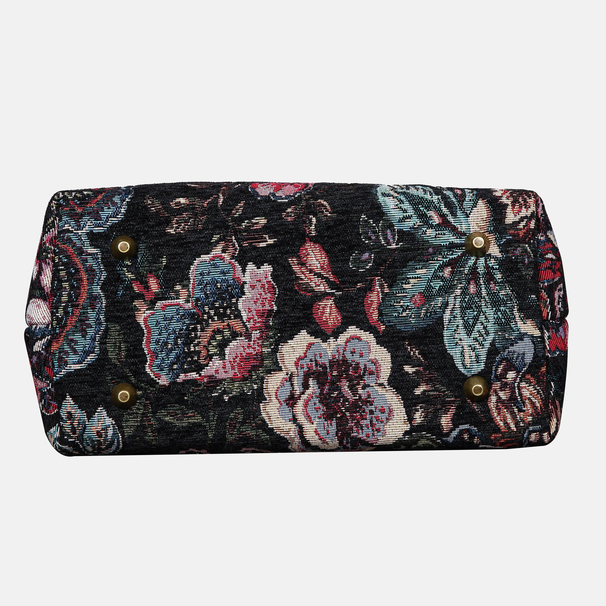 Rose Garden Black Carpet Satchel carpet bag MCW Handmade of America bottom