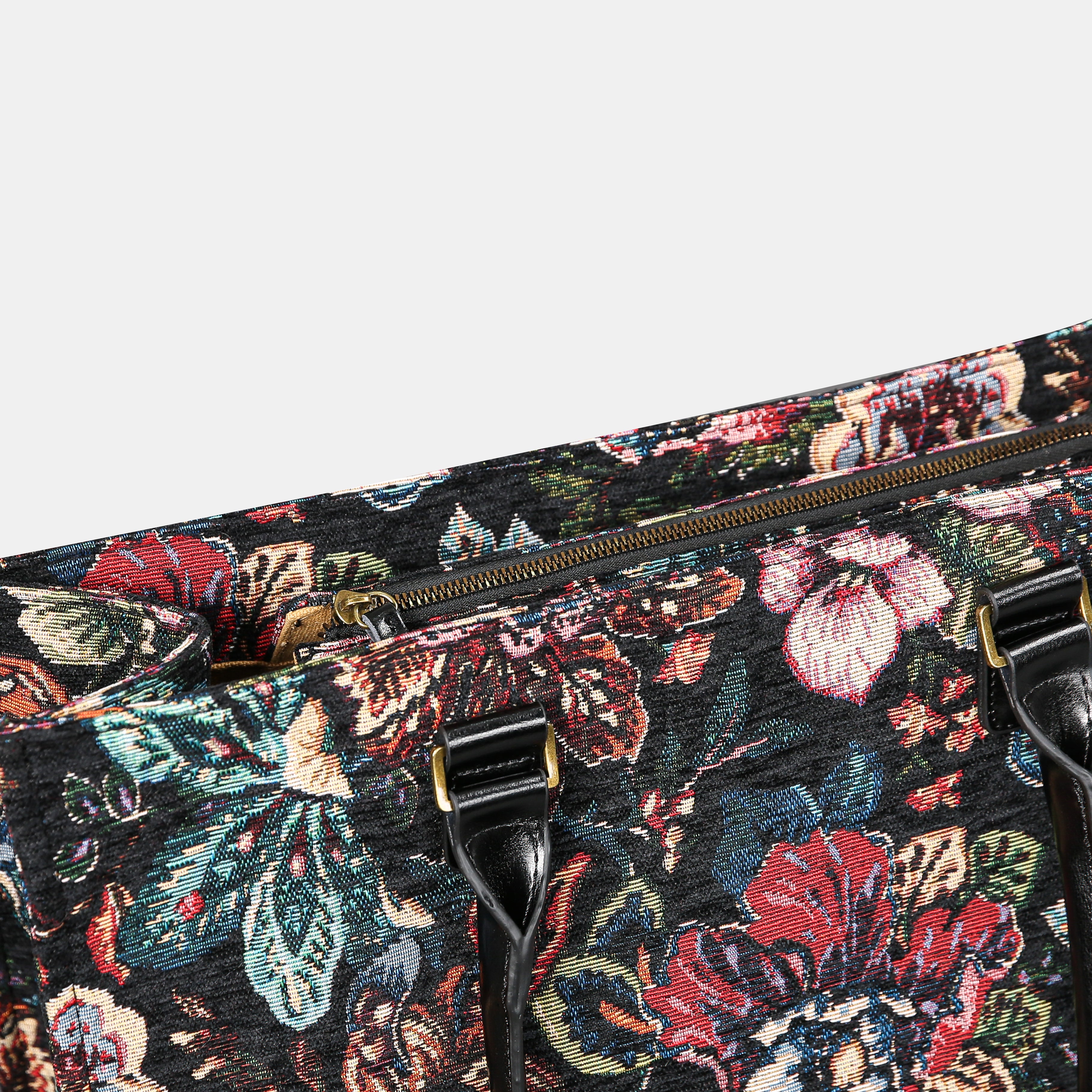 Rose Garden Black Laptop Work Tote  of America zipper
