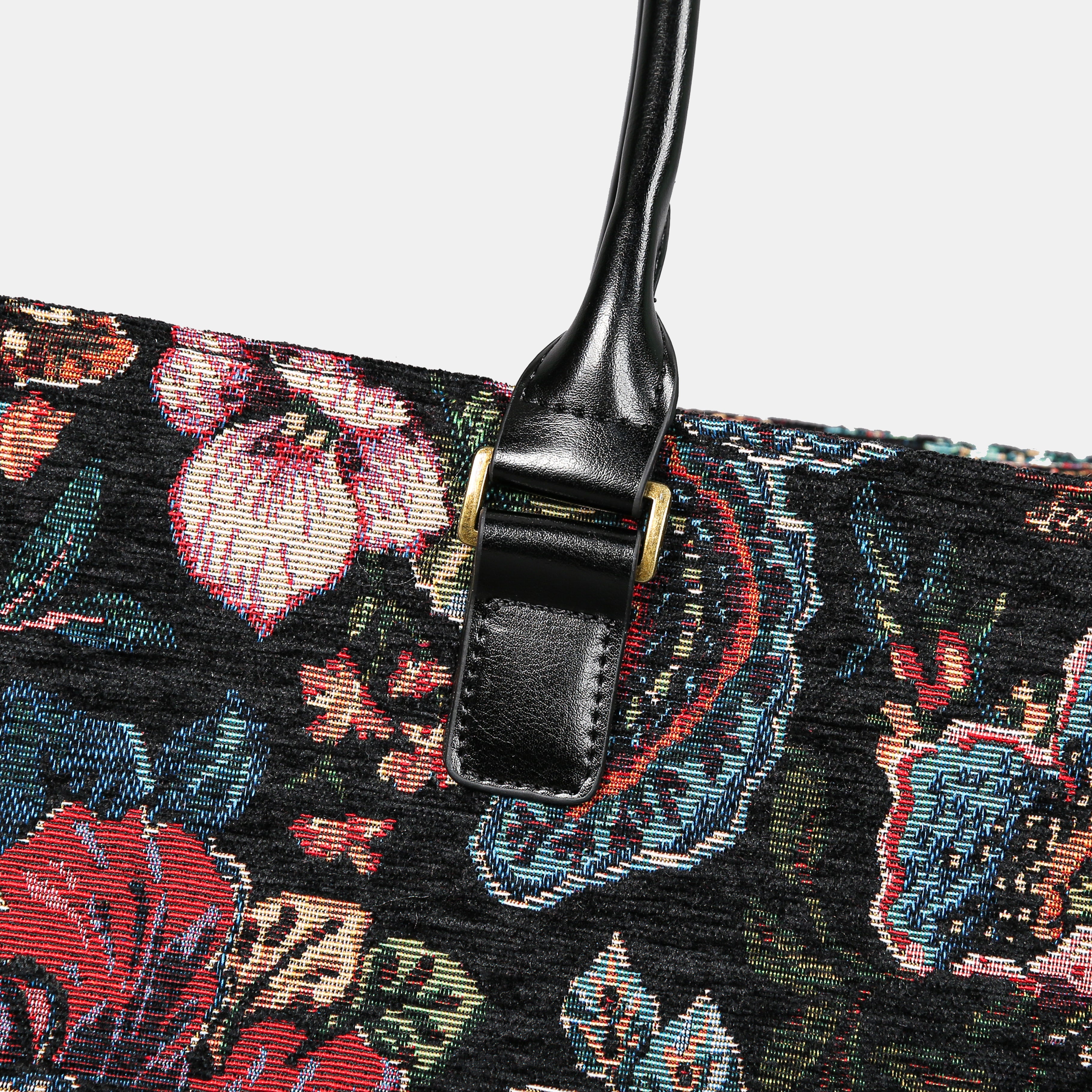 Rose Garden Black Laptop Work Tote  of America detail