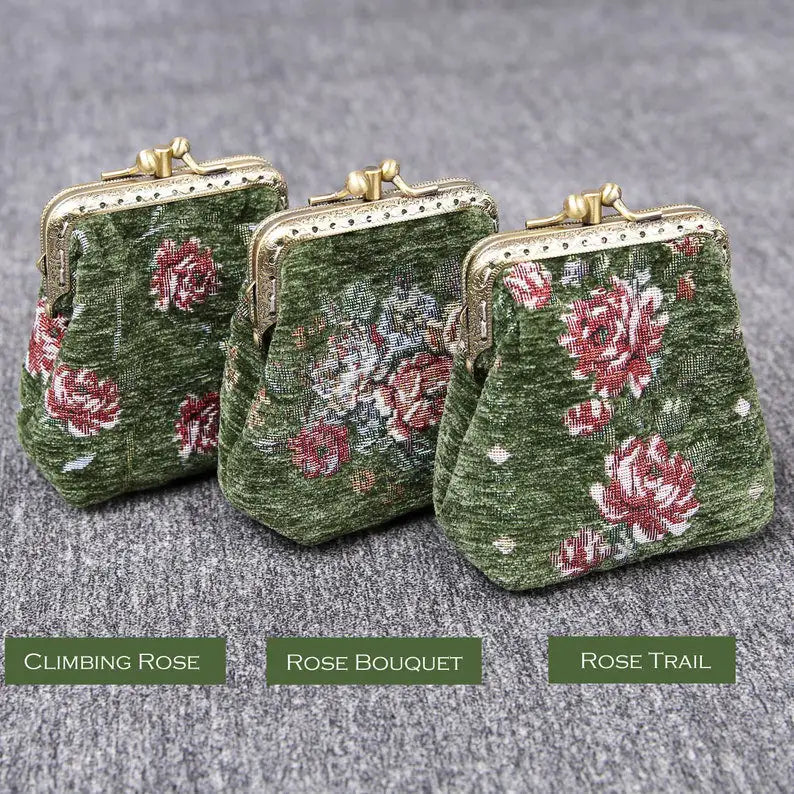 Rose Series Arugula Green Double Kiss Clasp Coin Purse of America three styles