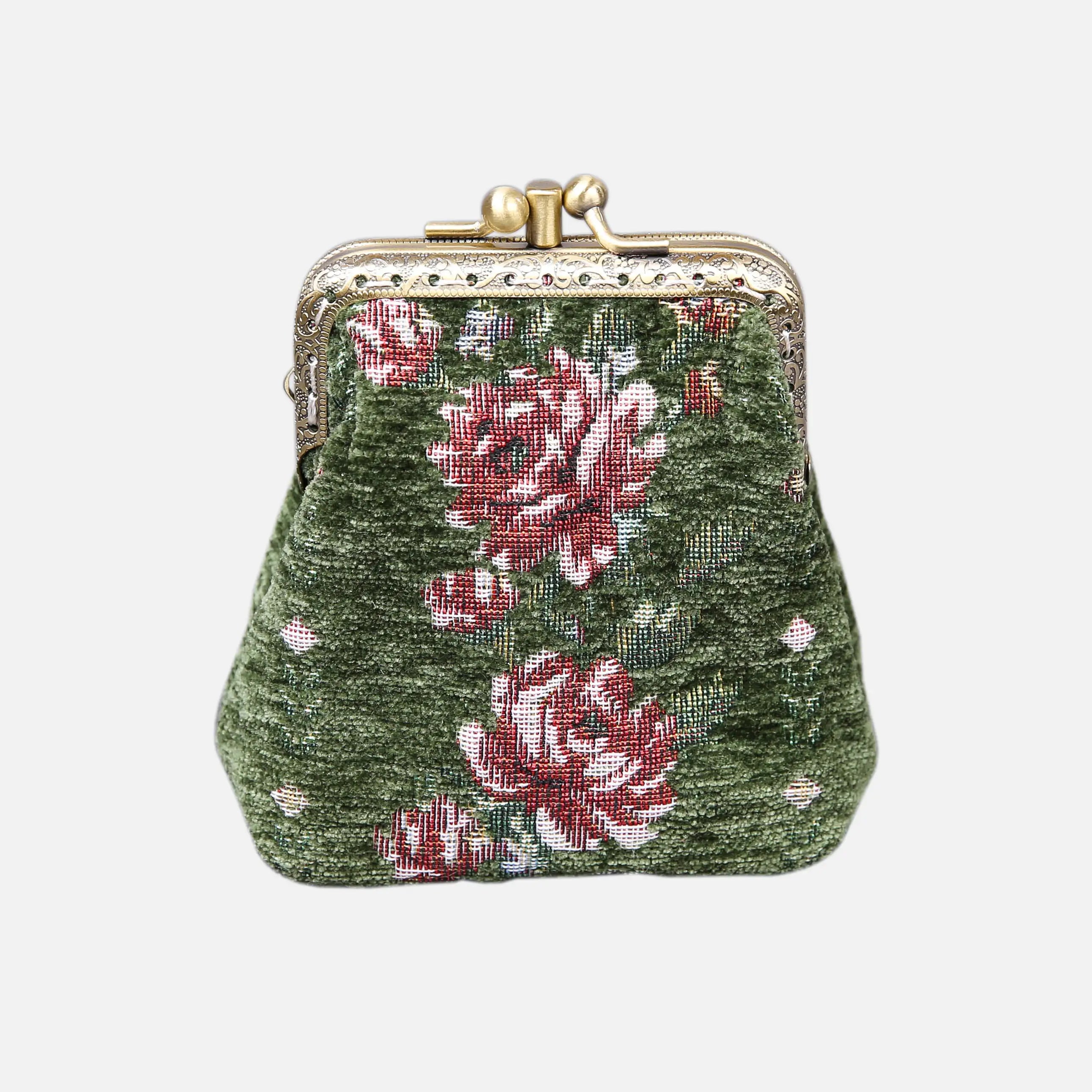 Rose Series Arugula Green Double Kiss Clasp Coin Purse Rose Trail of America front