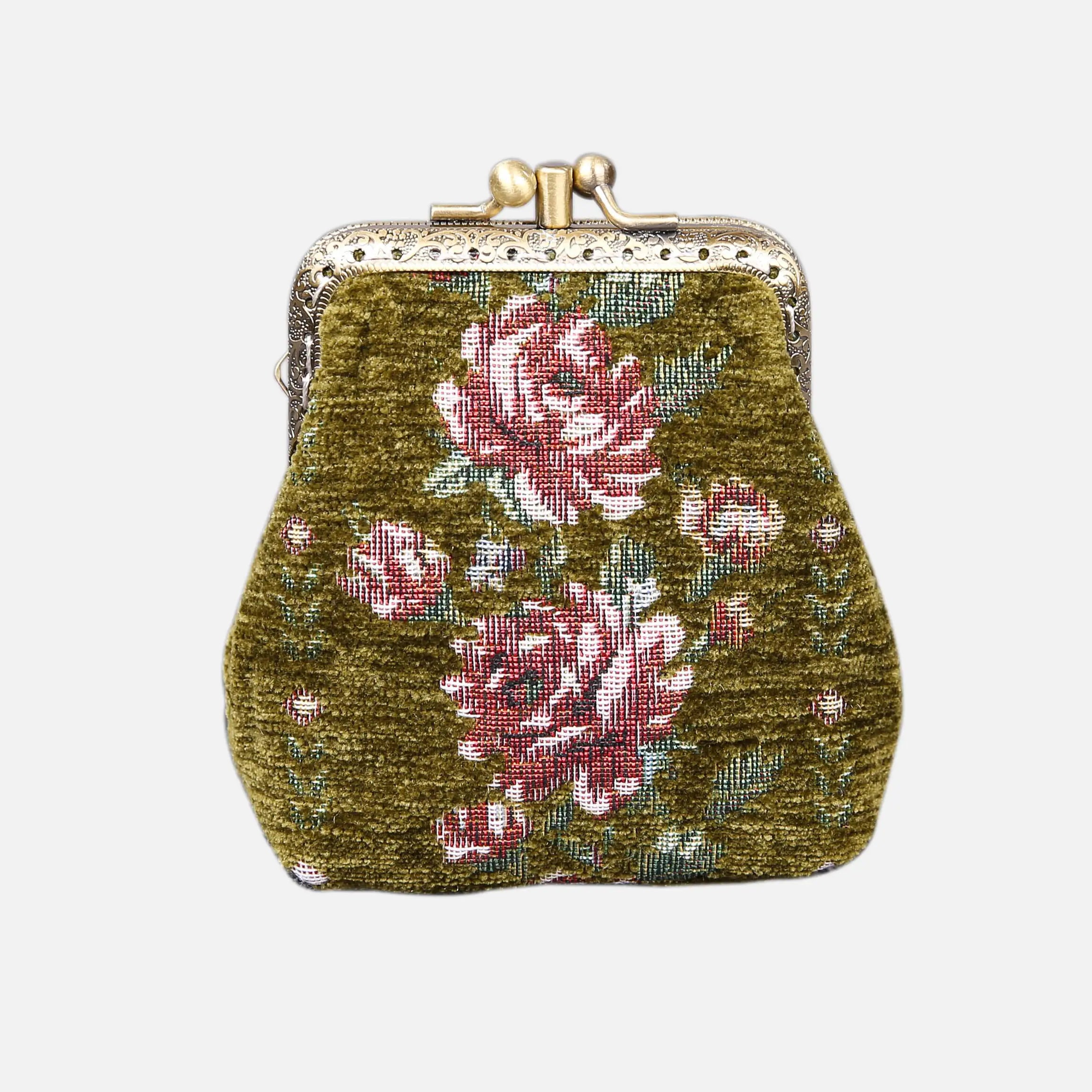 Rose Series Avocado Double Kiss Clasp Coin Purse Carpetbag of America rose trail