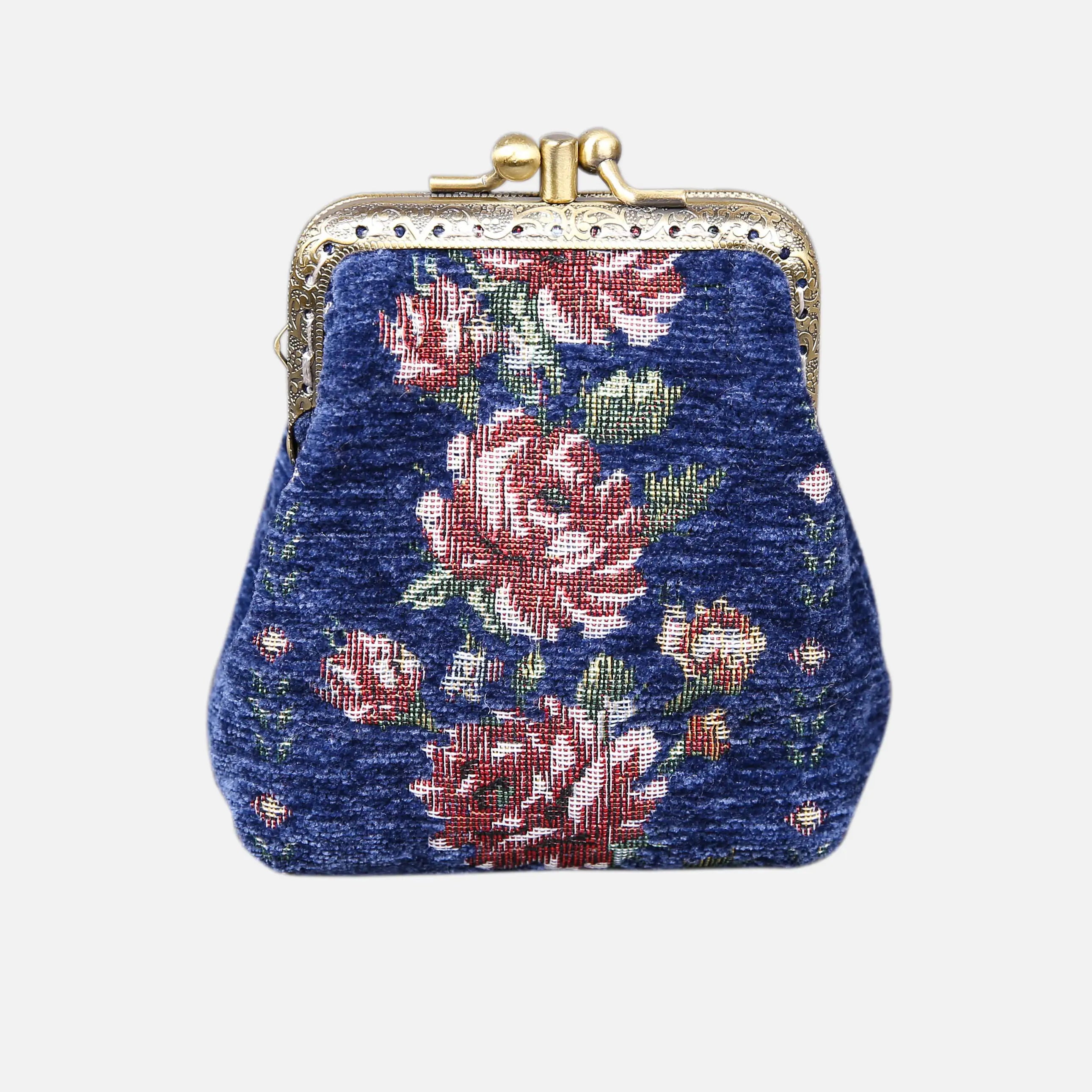 Rose Series Blue Double Kiss Clasp Coin Purse of America front-1