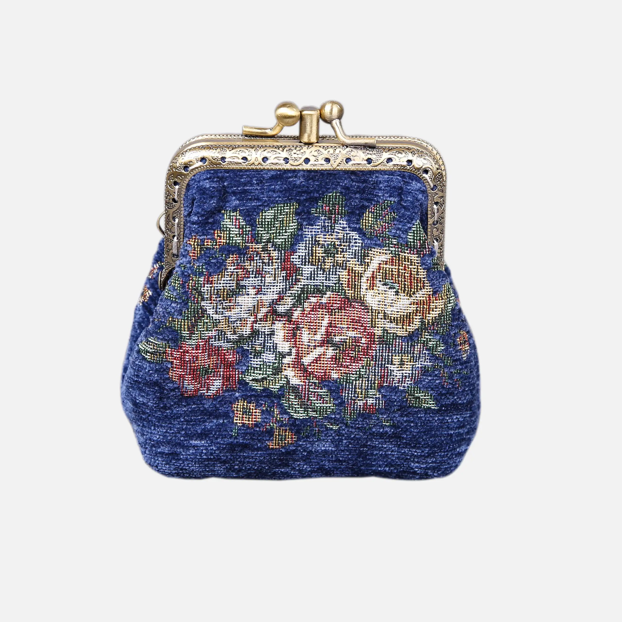Rose Series Blue Double Kiss Clasp Coin Purse of America front-2