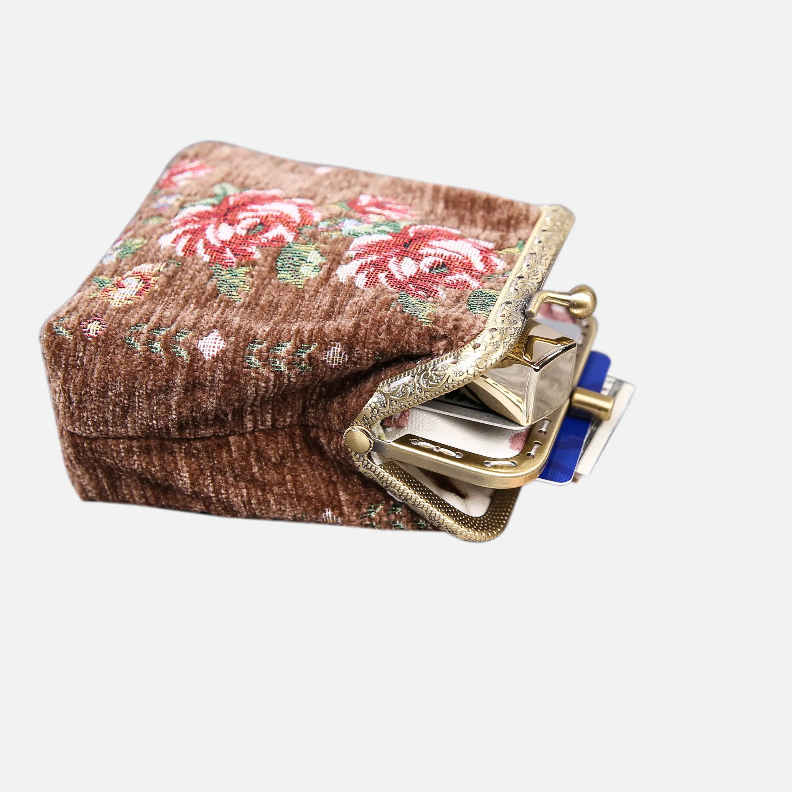 Rose Series Coffee Double Kiss Clasp Coin Purse of America side-5