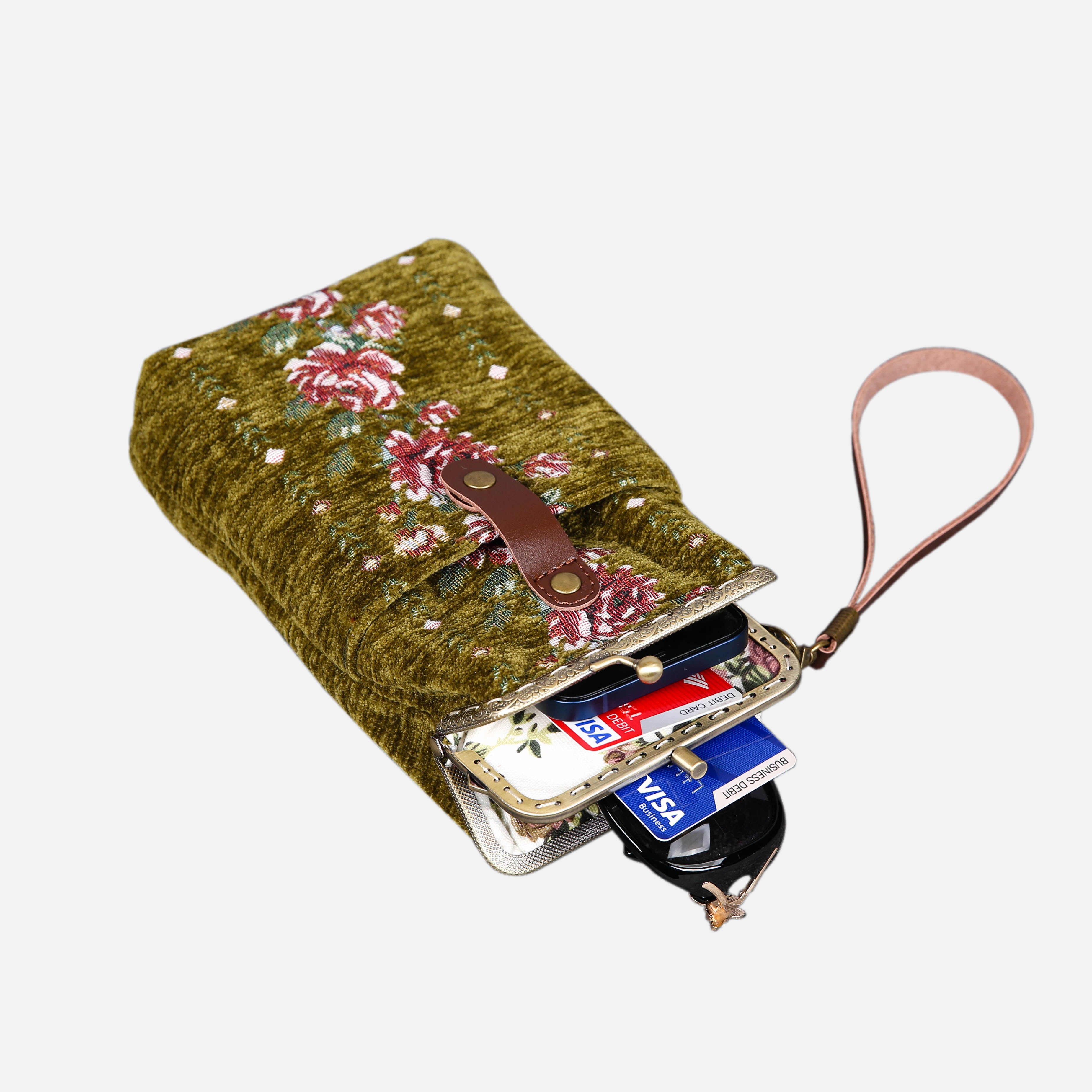 Rose Trail Avocado Carpet Phone Case Carpetbag of America in use