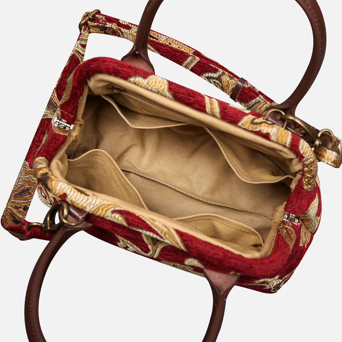 Sagredo Gold Carpet Satchel carpet bag MCW Handmade of America open