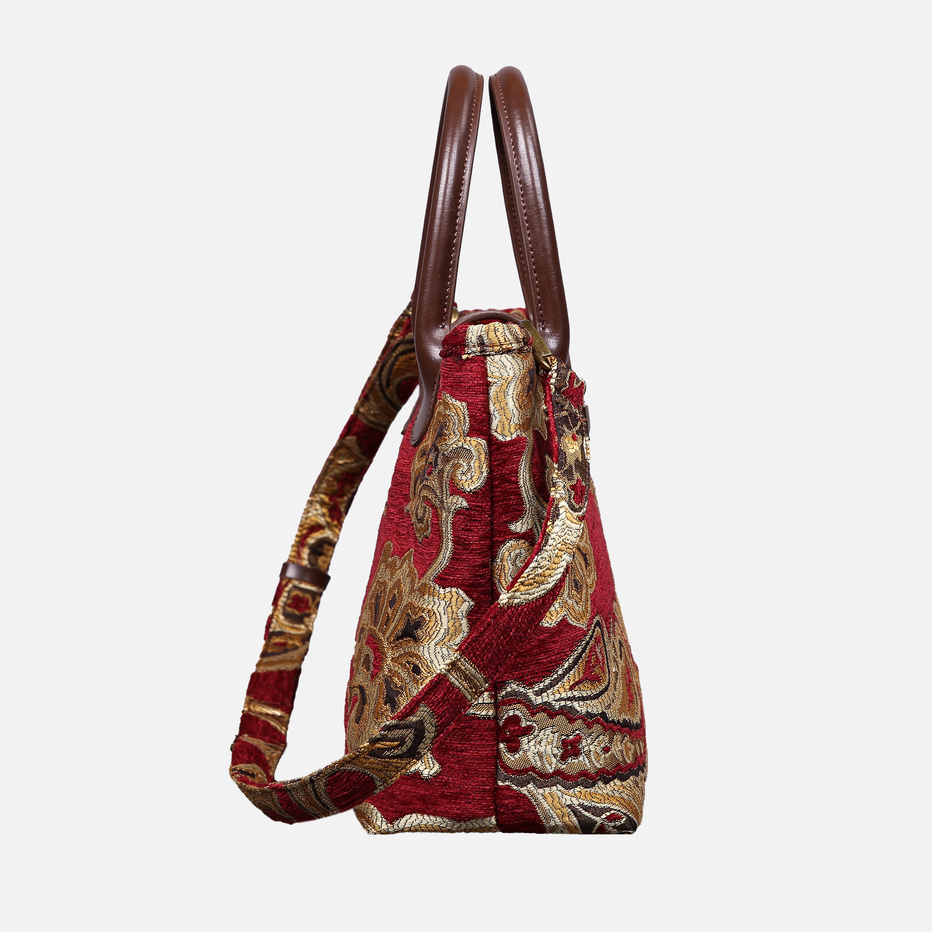 Sagredo Gold Tuck Lock Carpet Satchel carpet bag MCW Handmade of America side