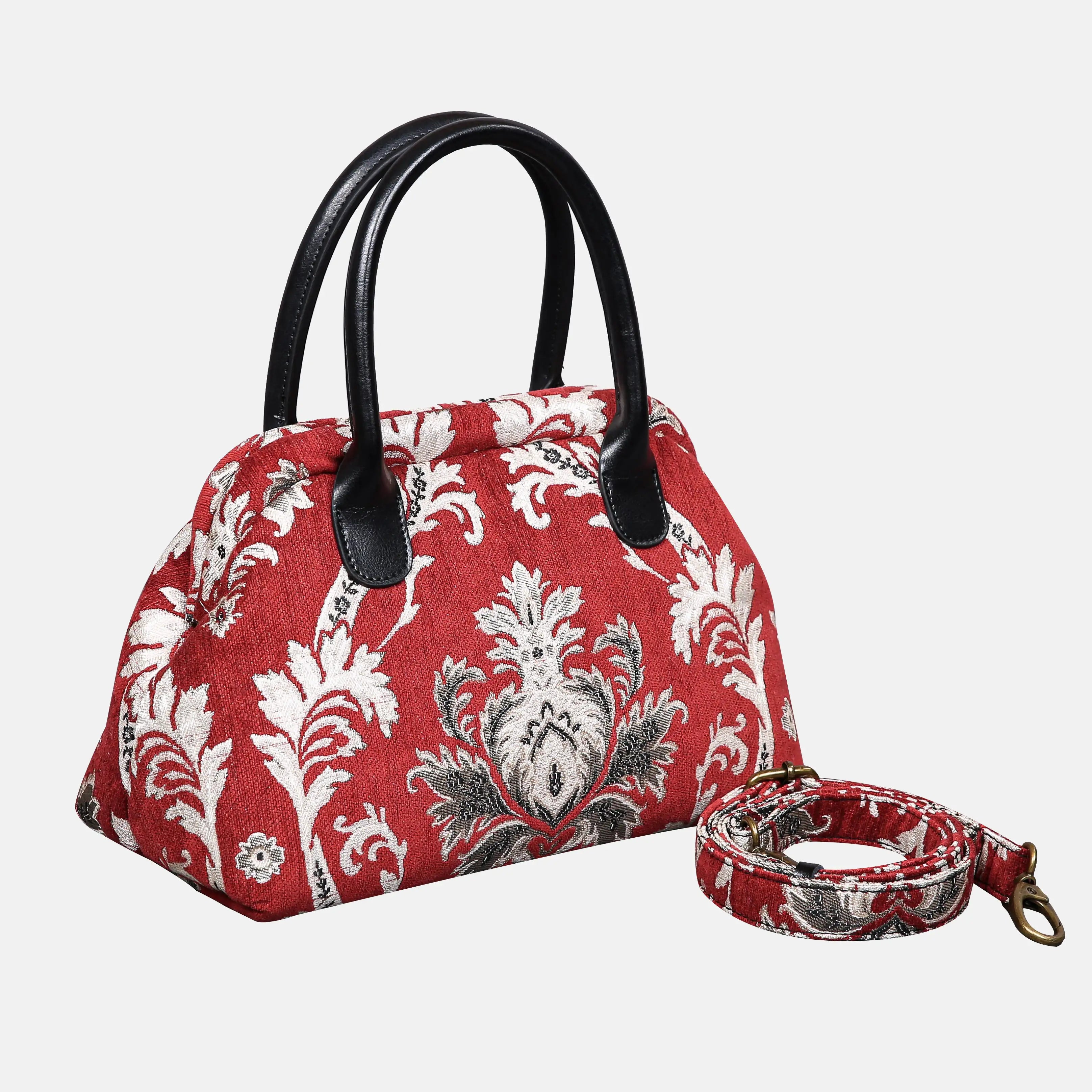Scalamandre Elizabeth Red Carpet Satchel carpet bag MCW Handmade front side