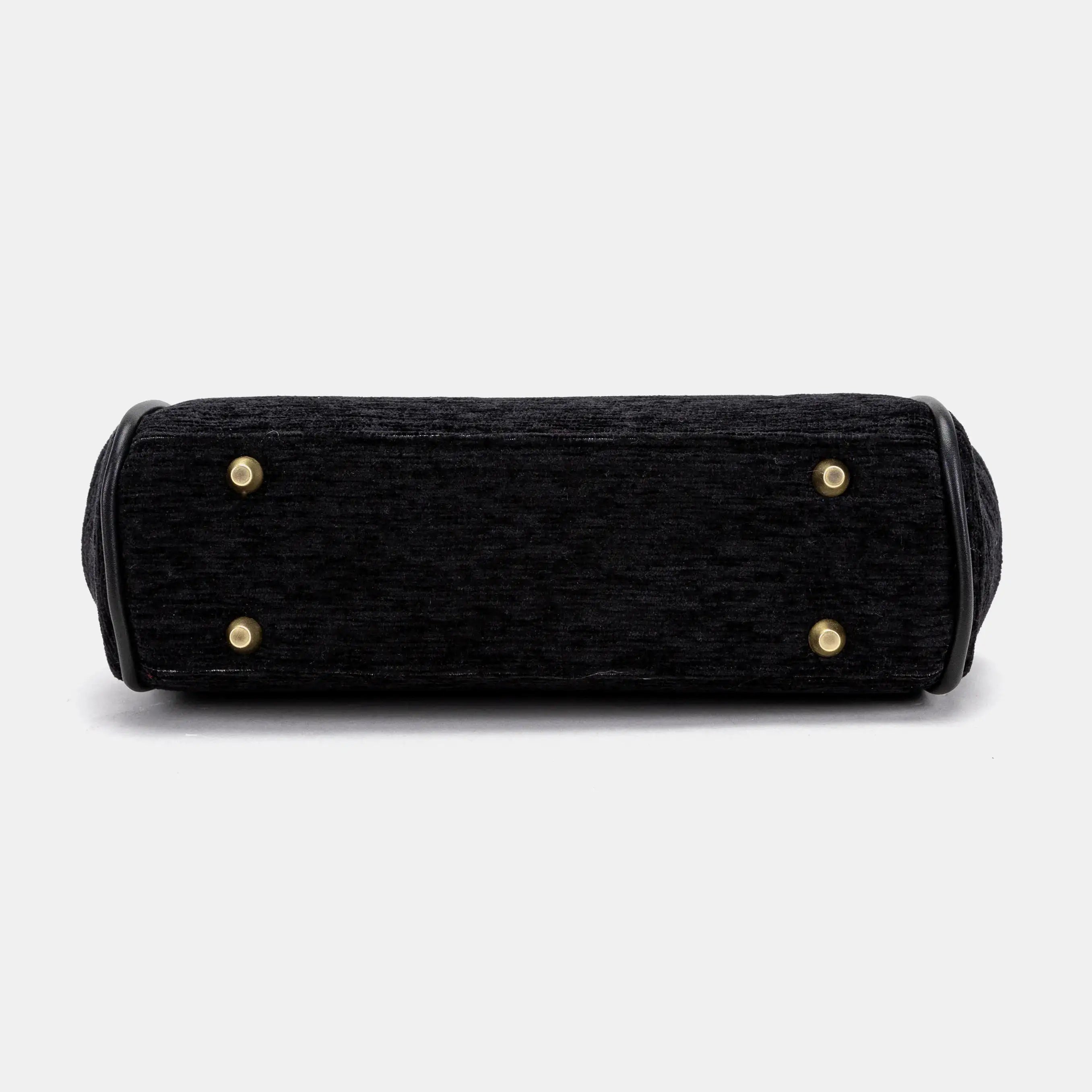 Solid Black Alma Satchel Carpet Bag bottom