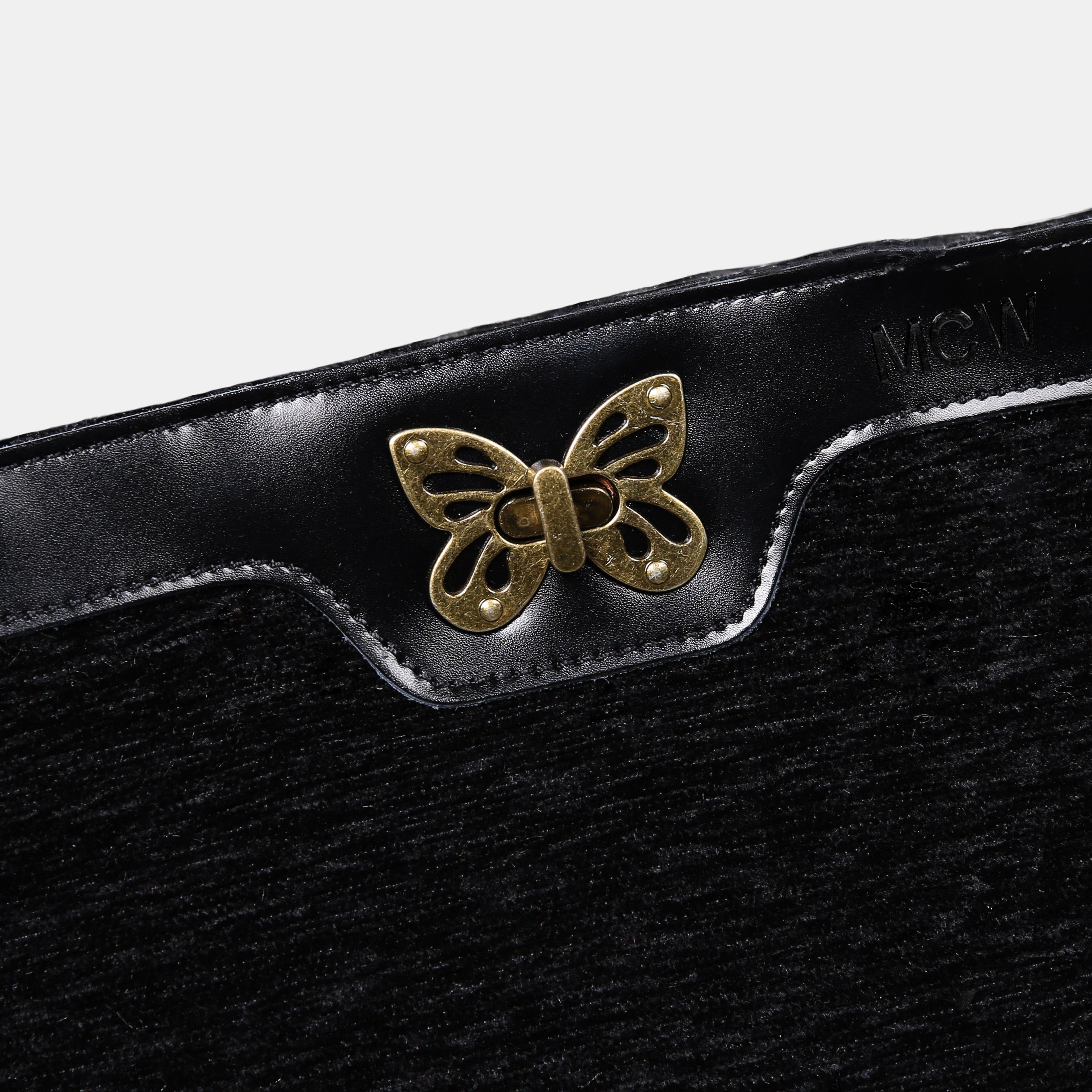 Solid Black Butterfly Crossbody Bag Carpetbag of America details