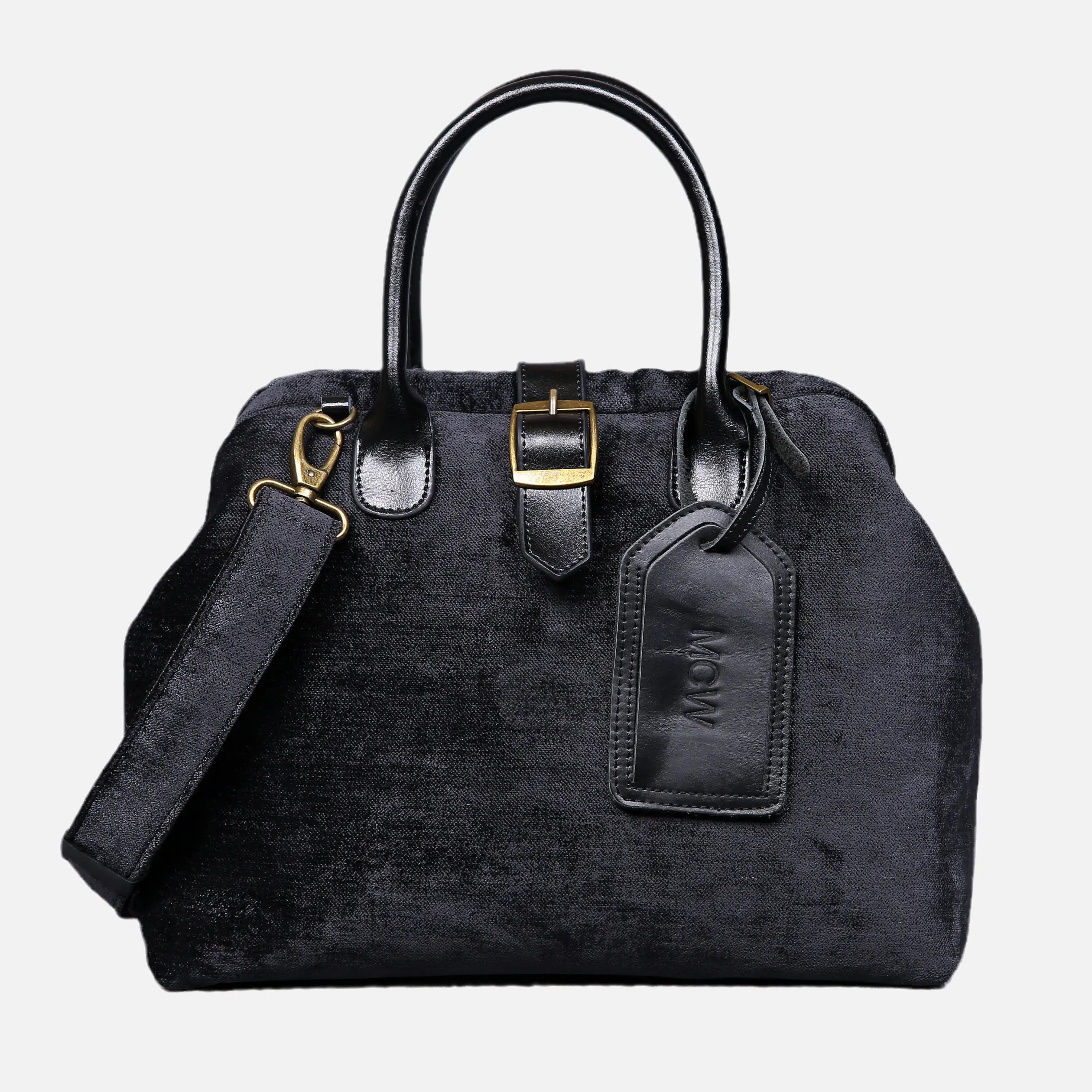 Solid Black Carpet Handbag Purse
