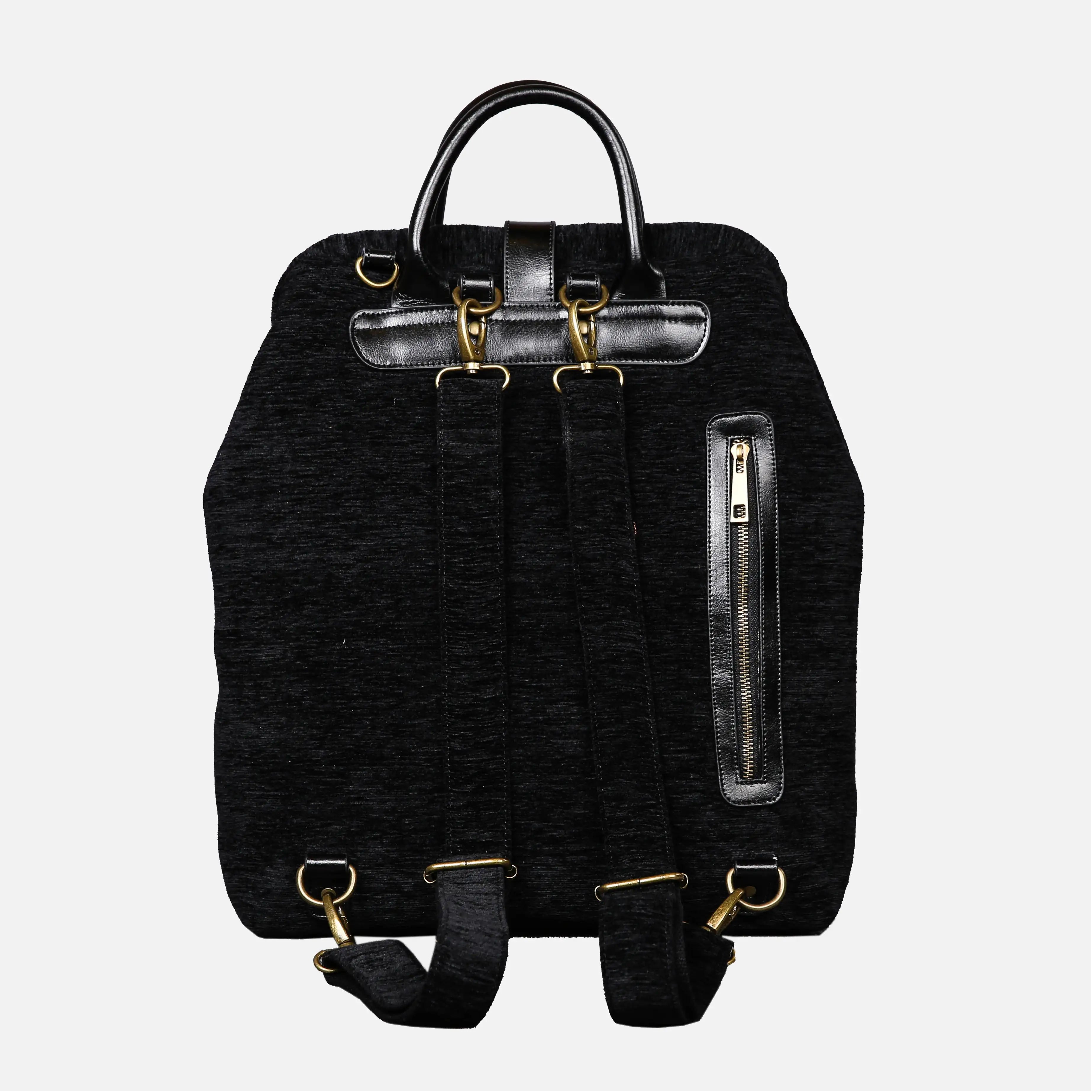 Solid Black Carpet Laptop Backpack Carpetbag of America back