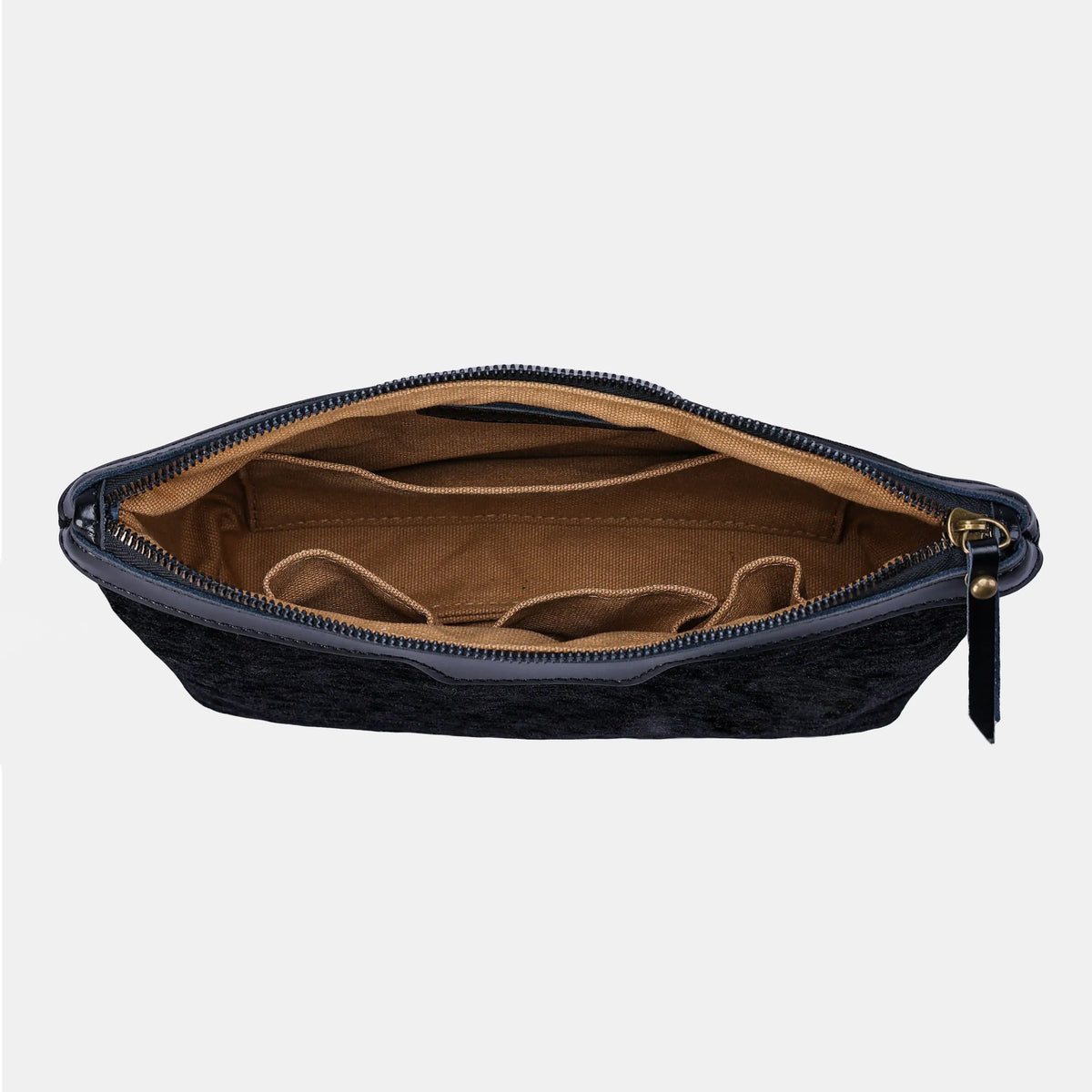 Solid Black Carpet Makeup Bag Carpetbag of America inside