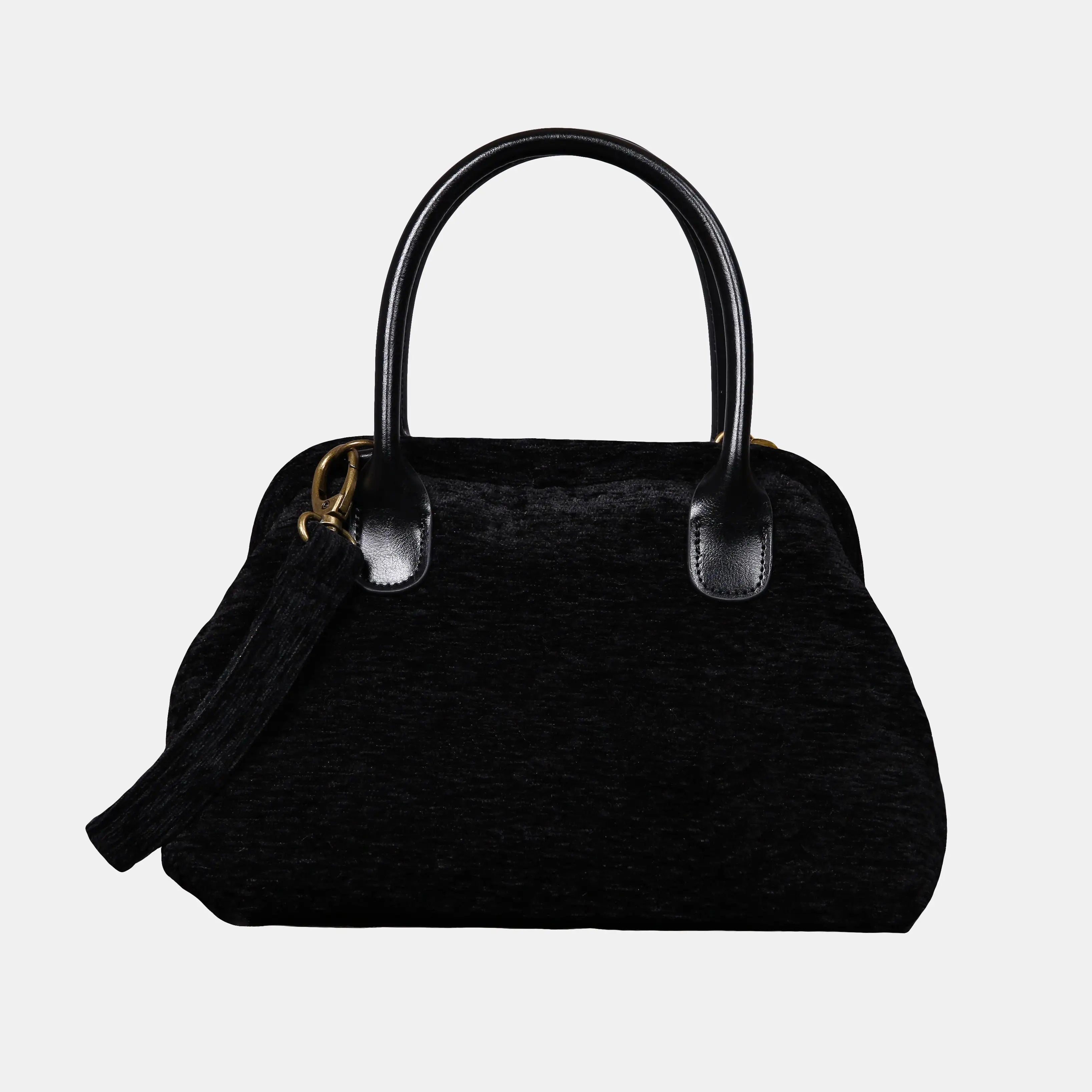 Solid Black Carpet Satchel Carpetbag of America main