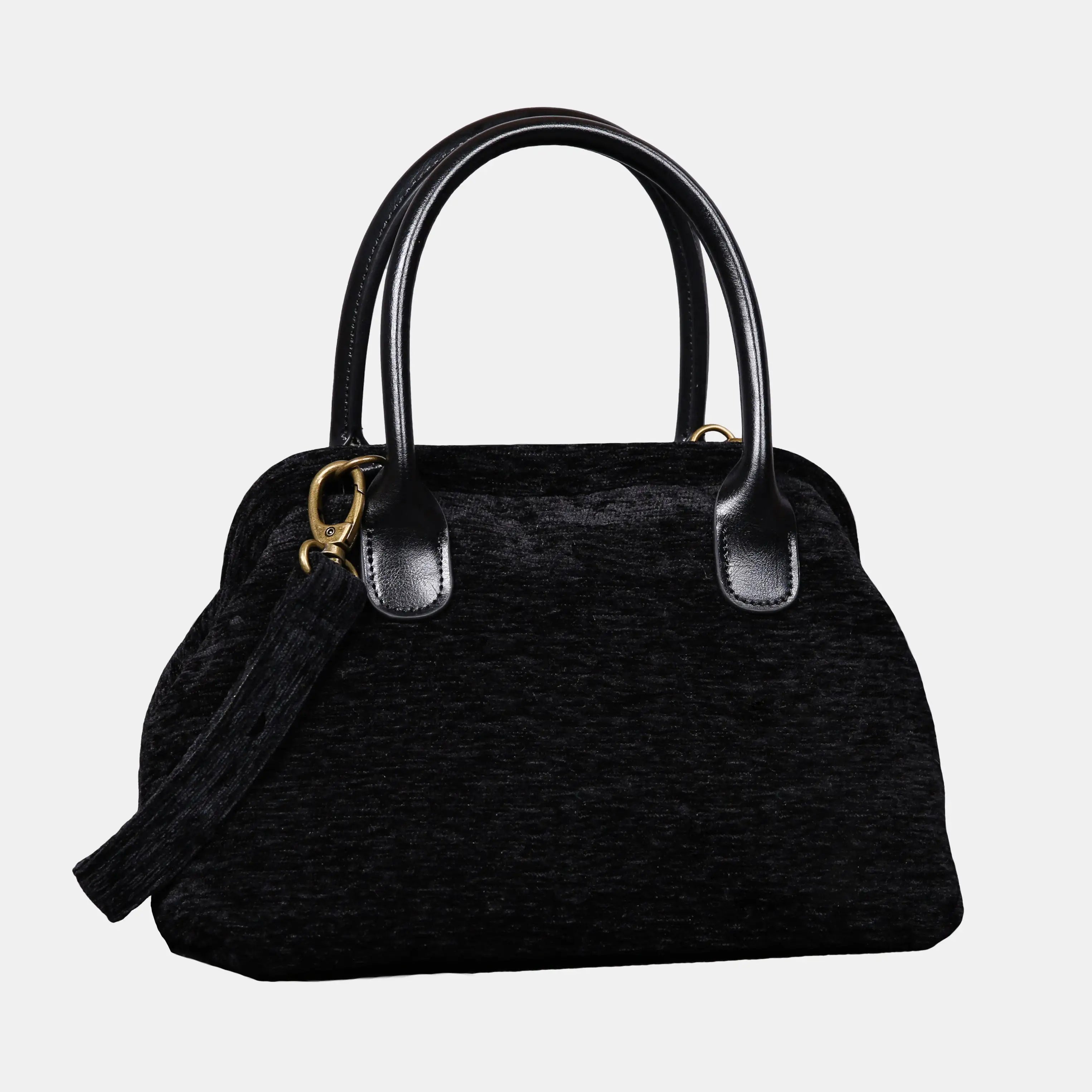 Solid Black Carpet Satchel Carpetbag of America front