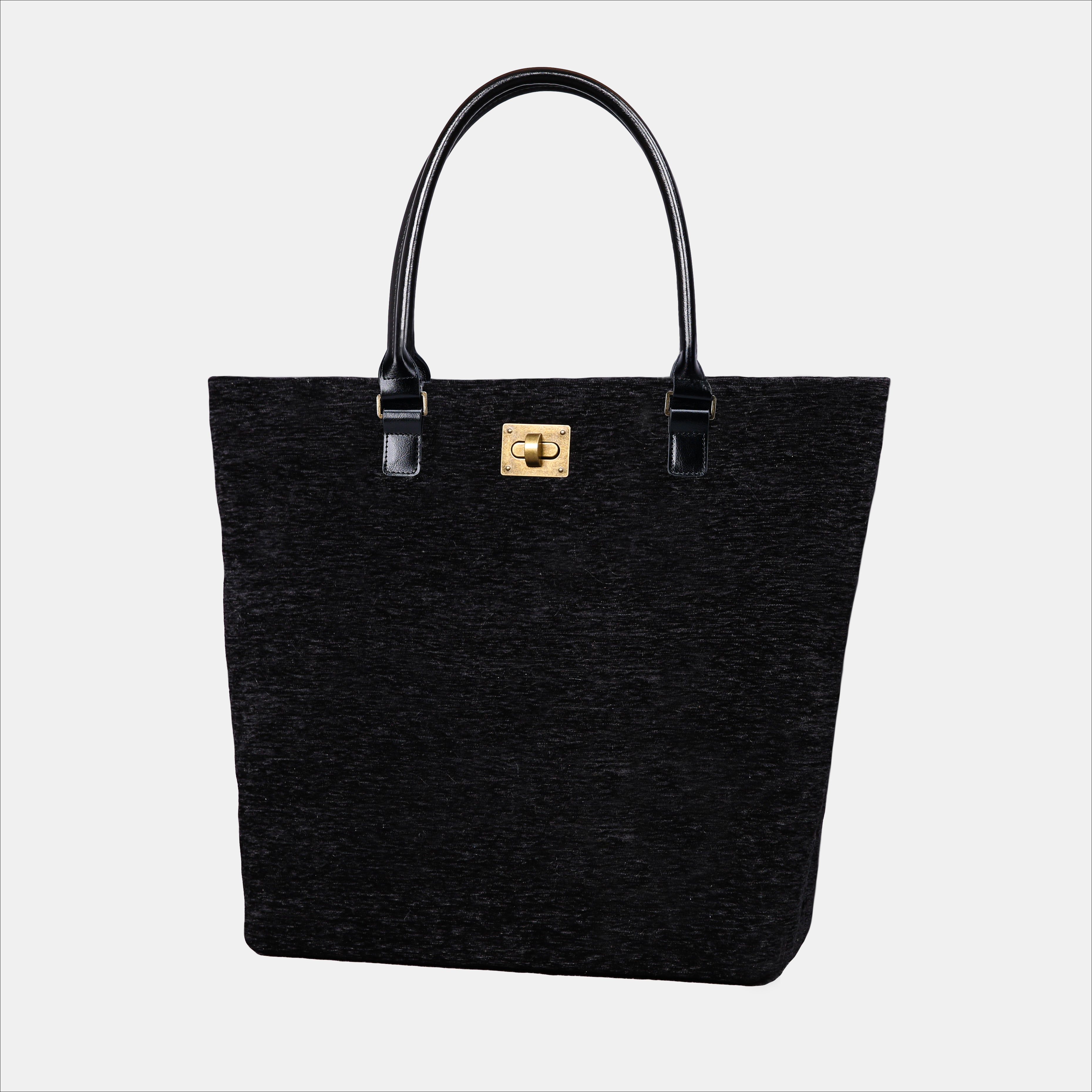 Solid Black Carpetbag Tote Shopper Carpetbag of America front