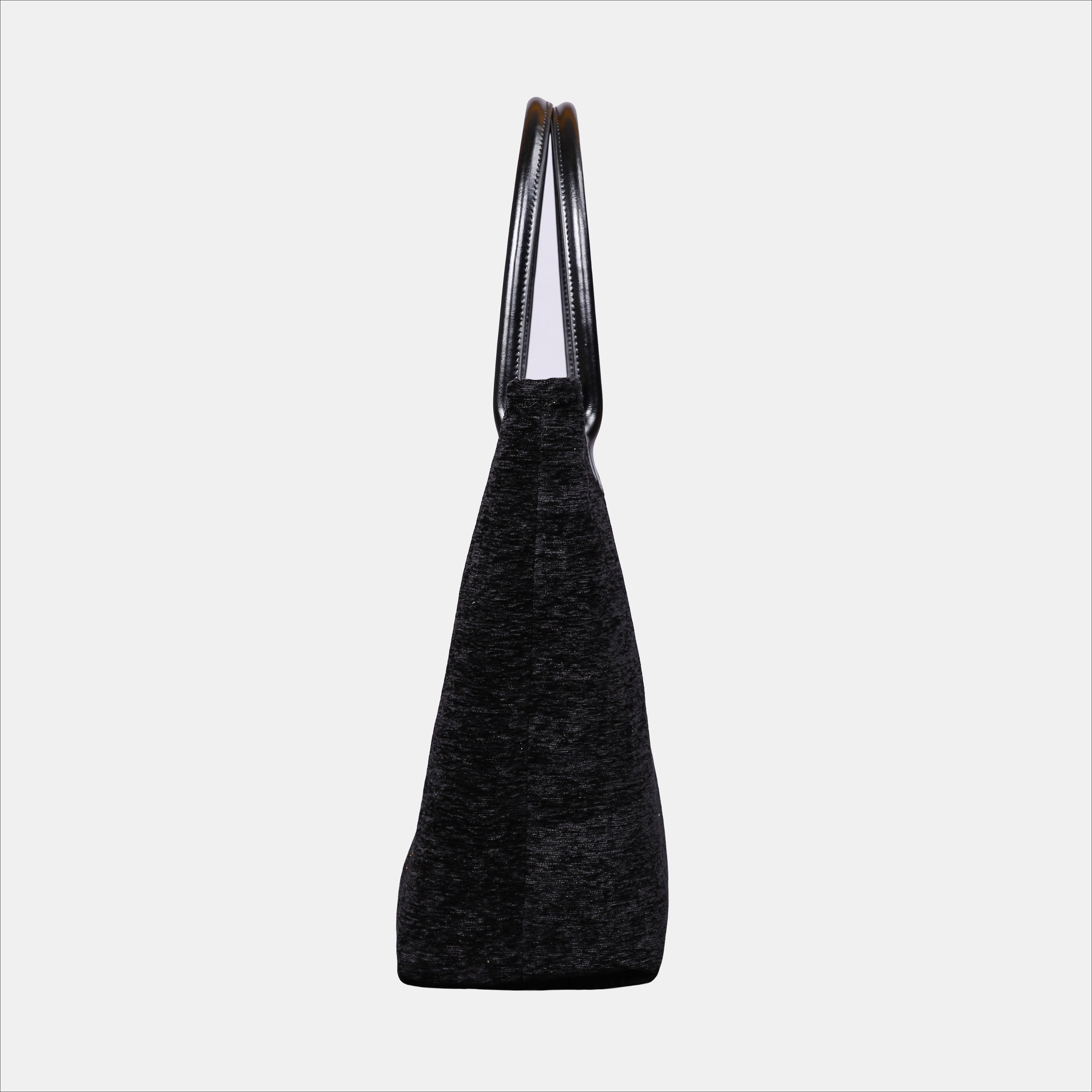 Solid Black Carpetbag Tote Shopper Carpetbag of America side