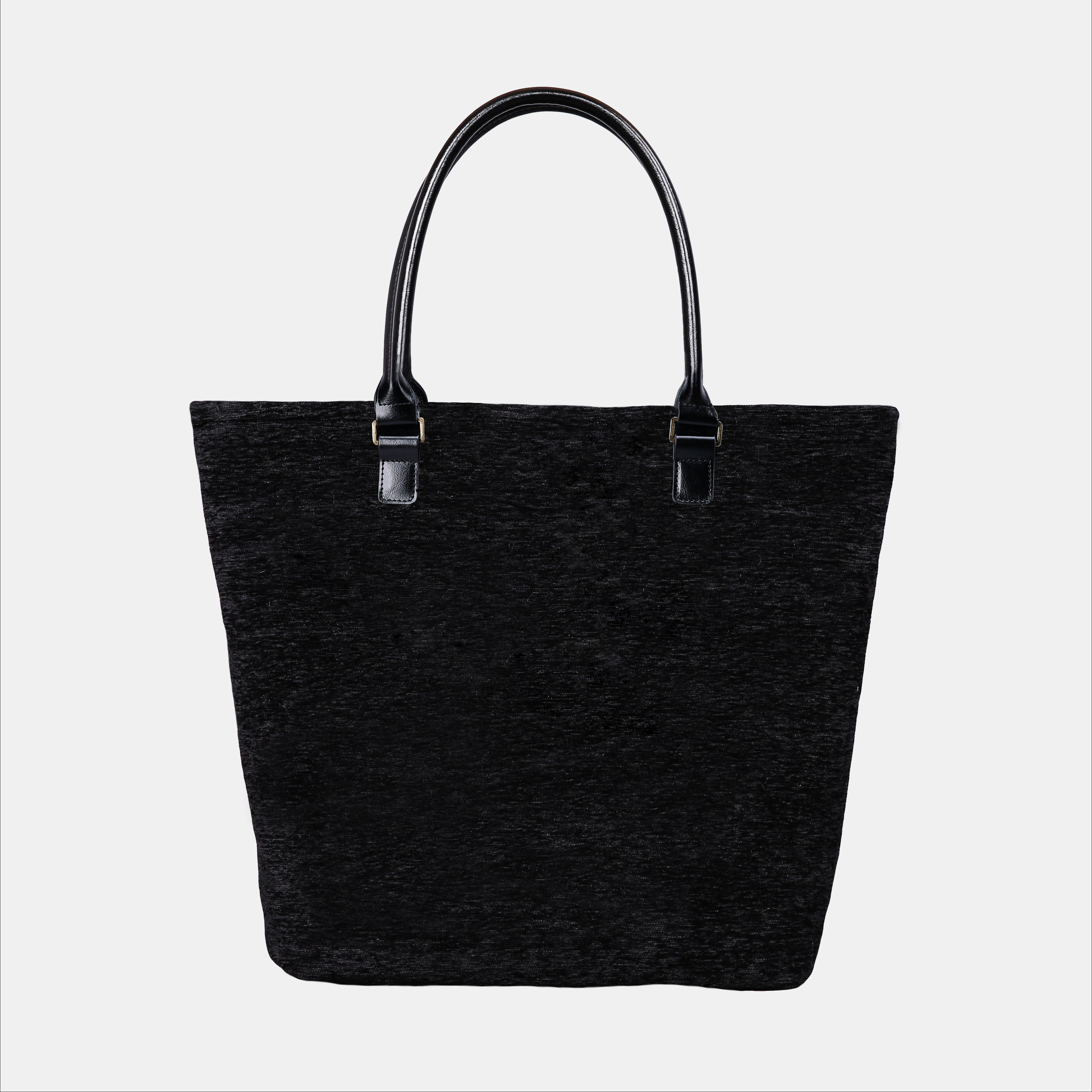 Solid Black Carpetbag Tote Shopper Carpetbag of America back