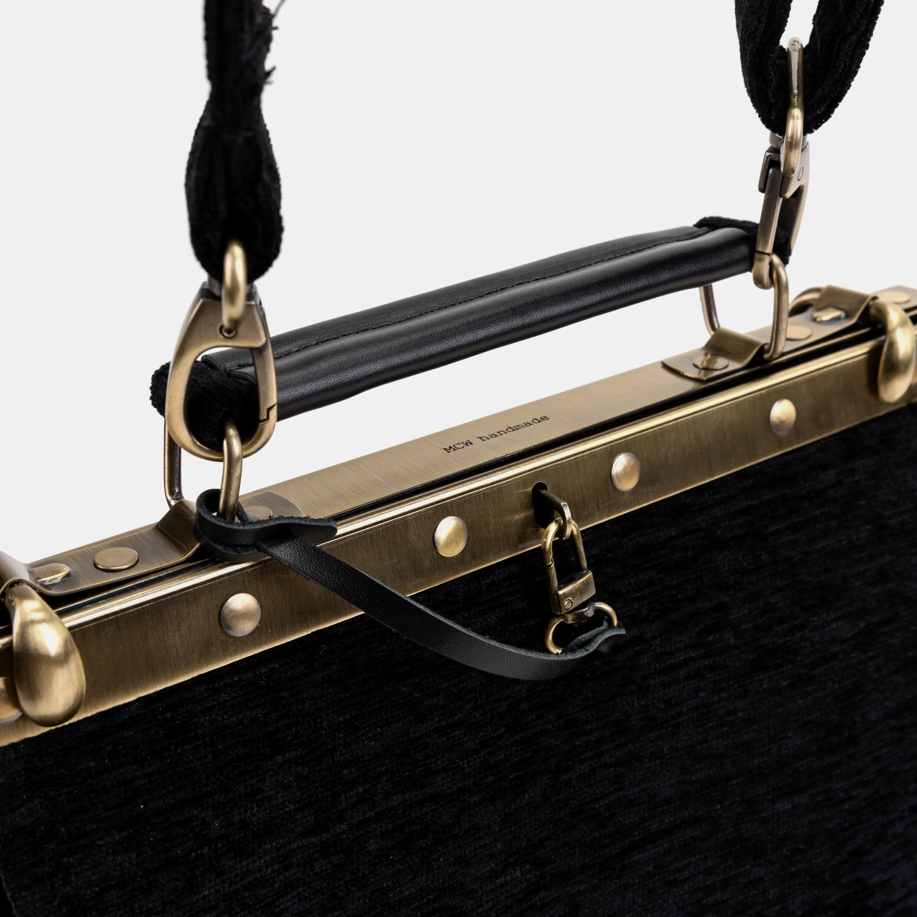 Solid Black Cecile Carpet Purse Gladstone Bag of America handle