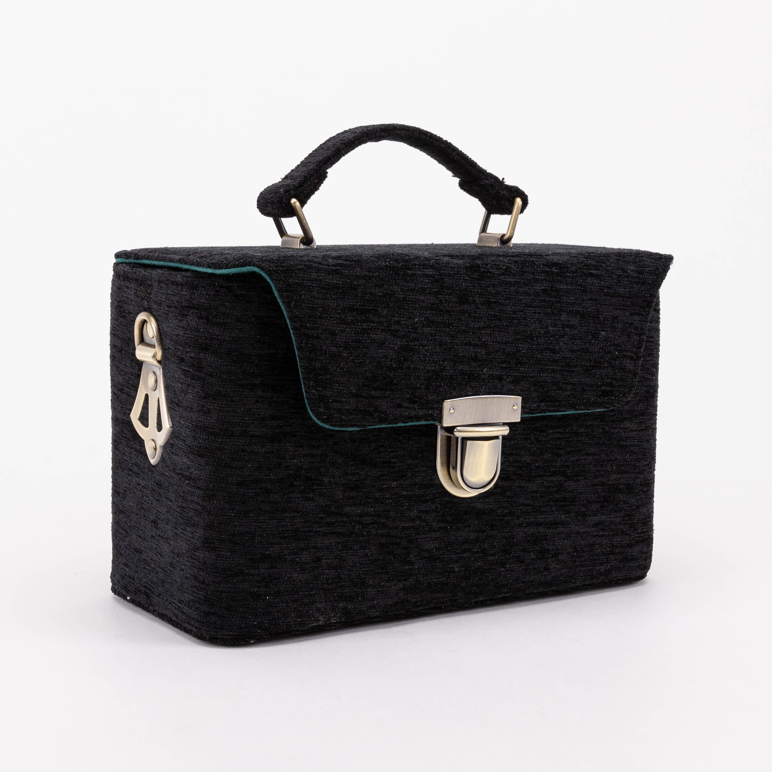 Solid Black Clara Medium Train Case Purse of America front side