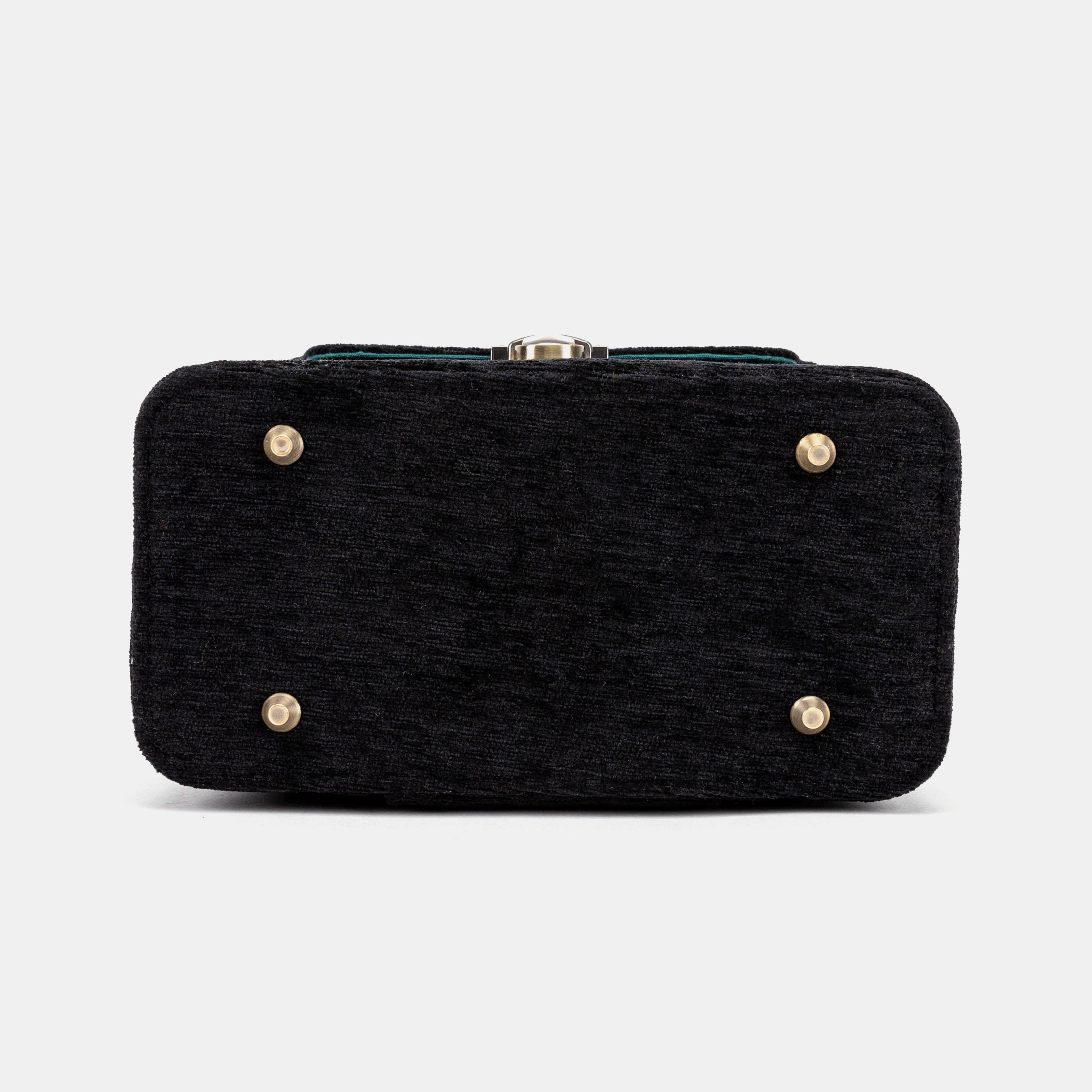 Solid Black Clara Medium Train Case Purse of America bottom
