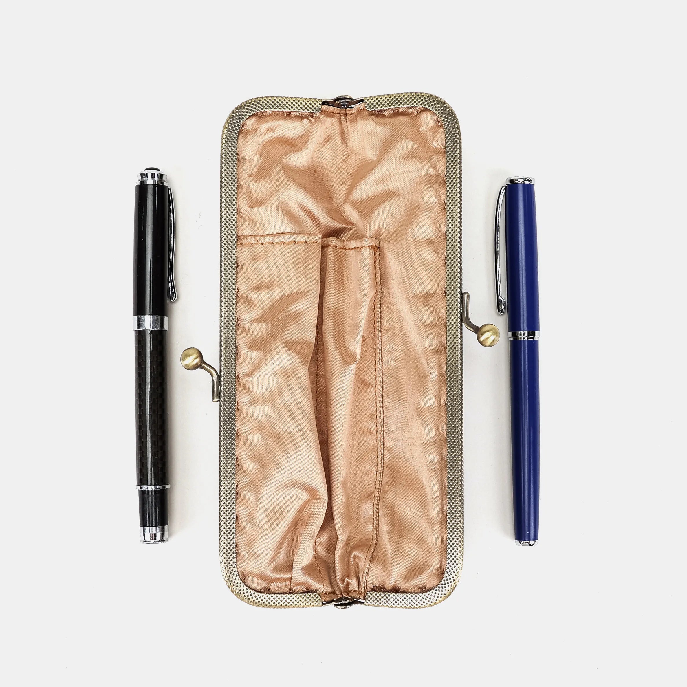 Solid Black Duo Pen Case Carpetbag of America inside