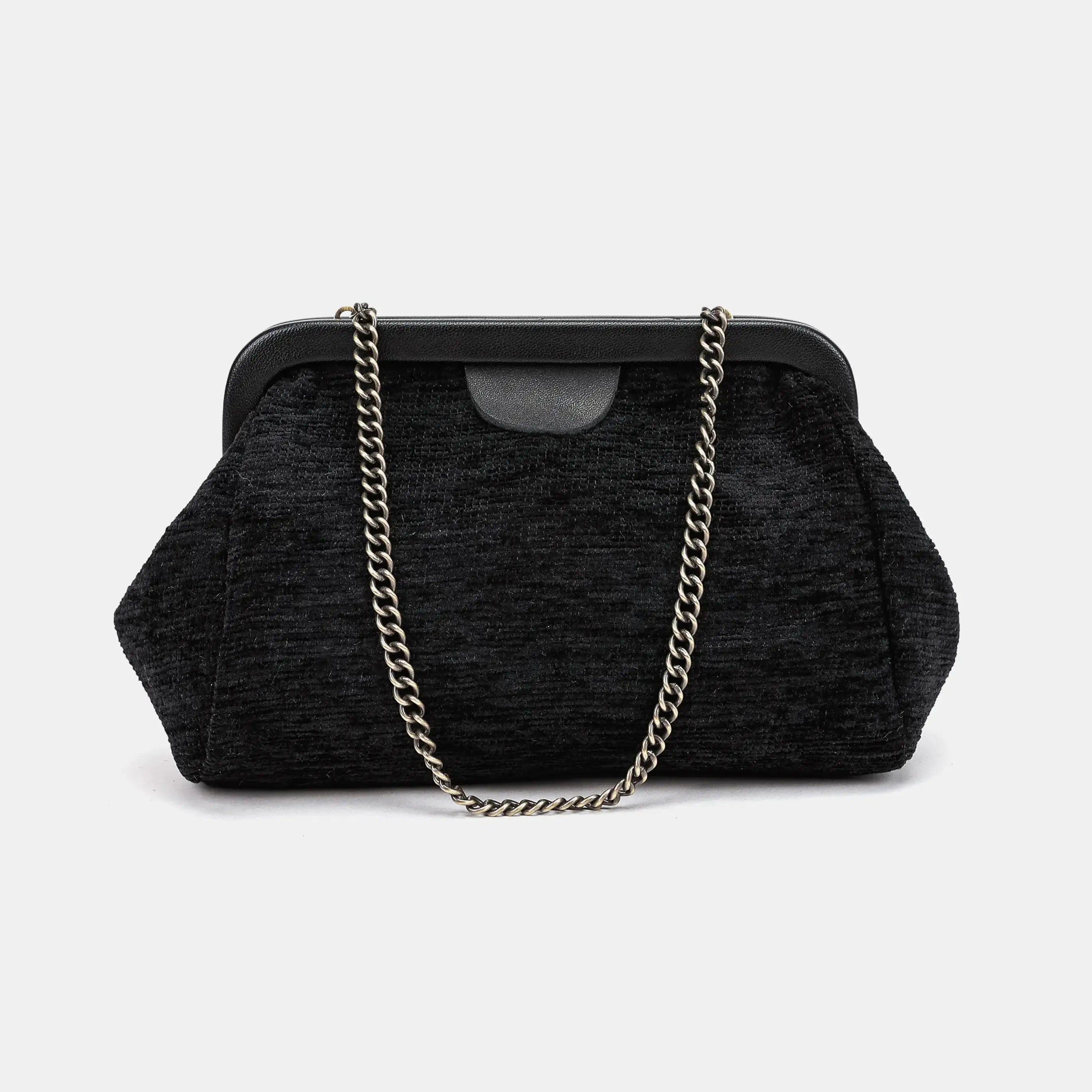 Solid Black Evening Bag Clutch Carpetbag of America main
