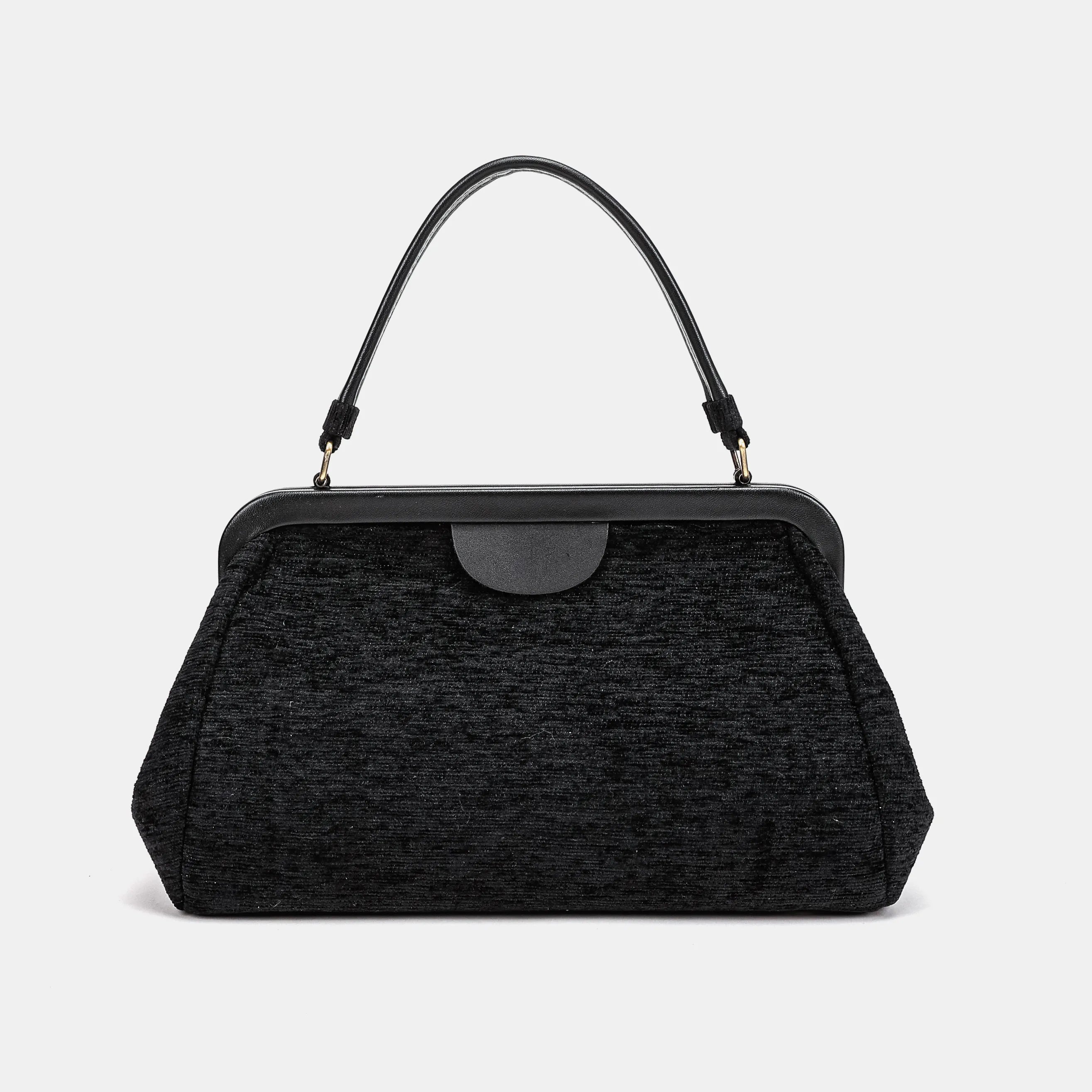 Solid Black Handle Purse Carpetbag of America main