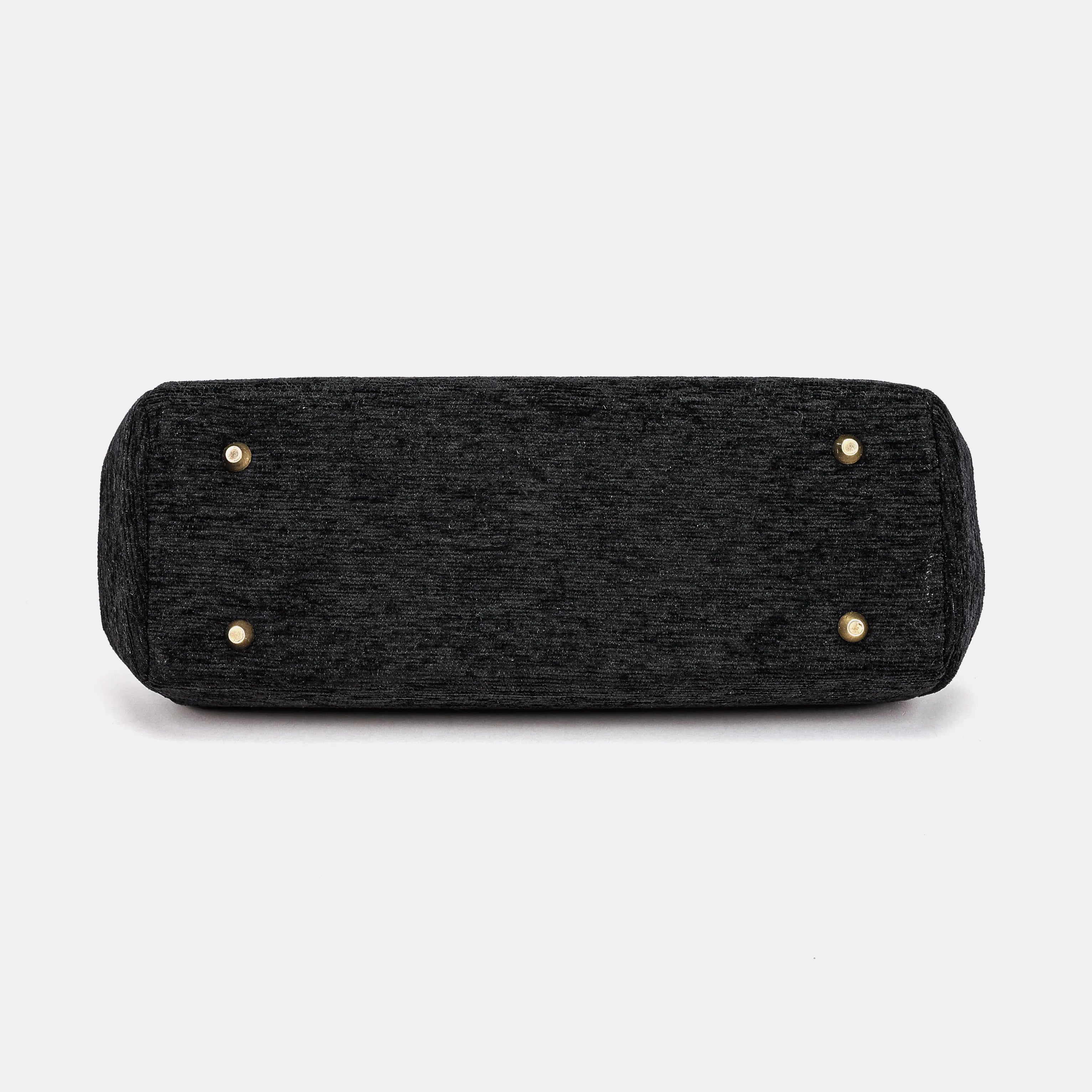 Solid Black Handle Purse Carpetbag of America bottom