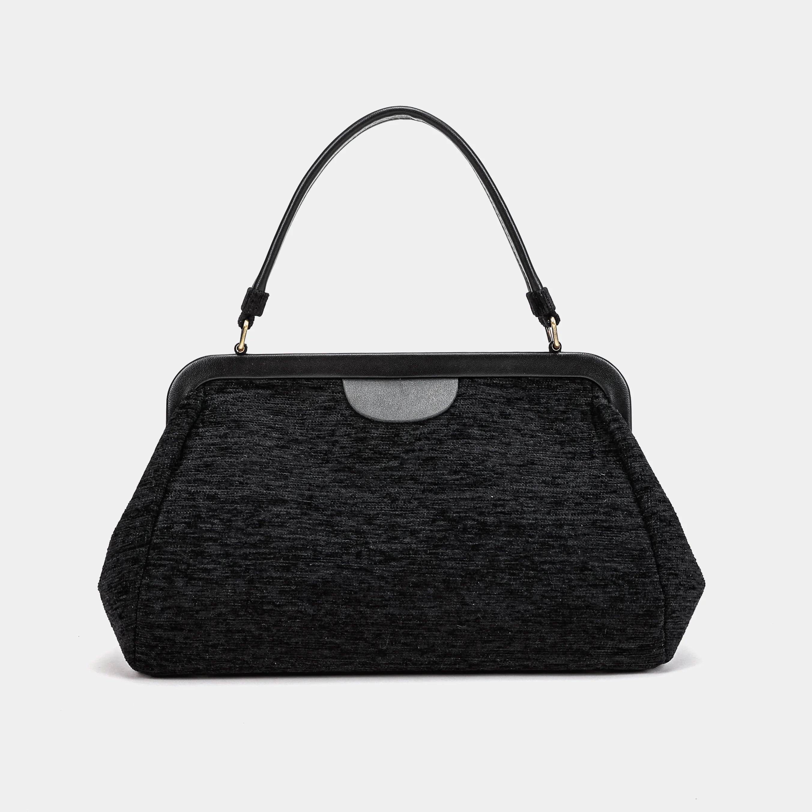 Solid Black Handle Purse Carpetbag of America back