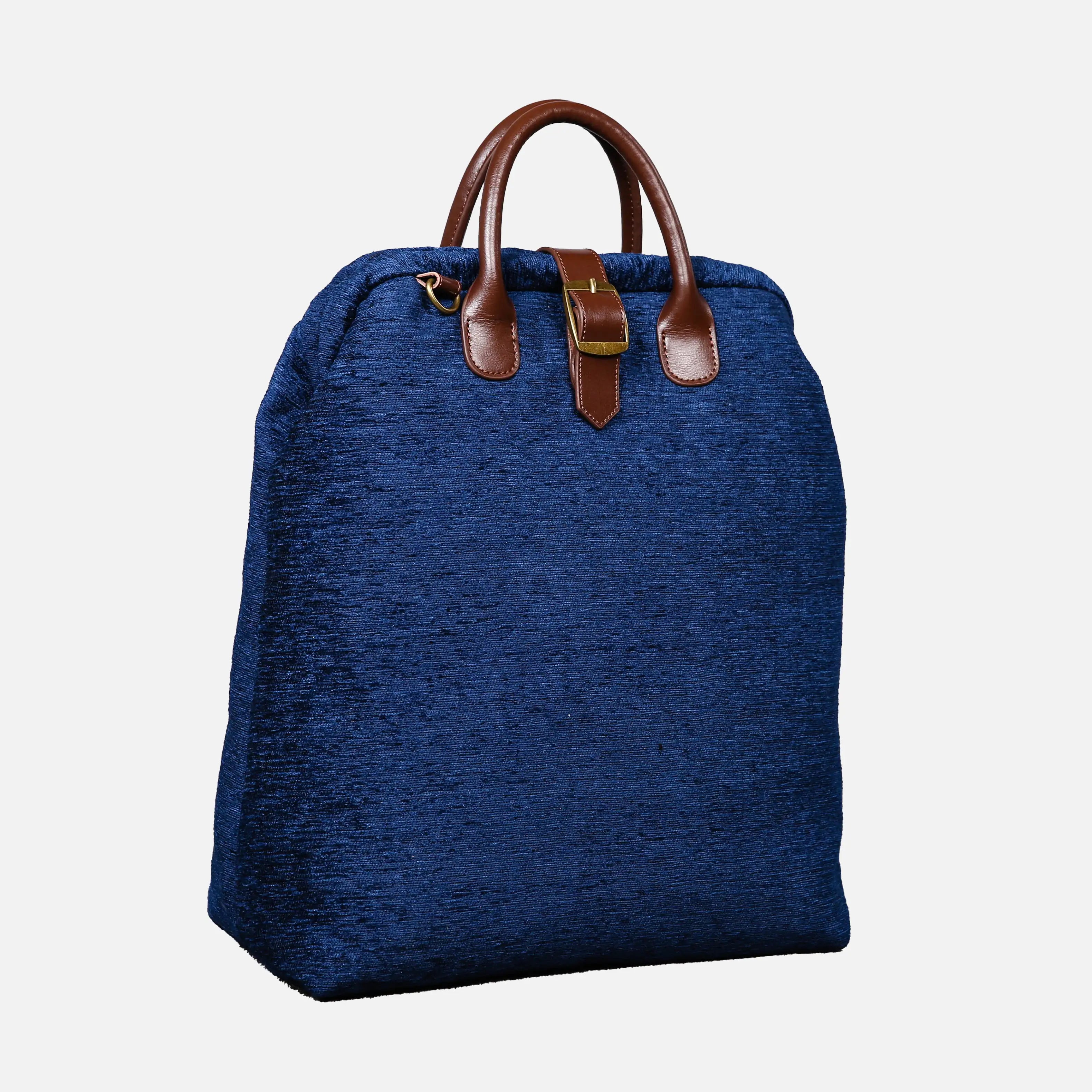Solid Blue Carpet Laptop Backpack Carpetbag of America front side