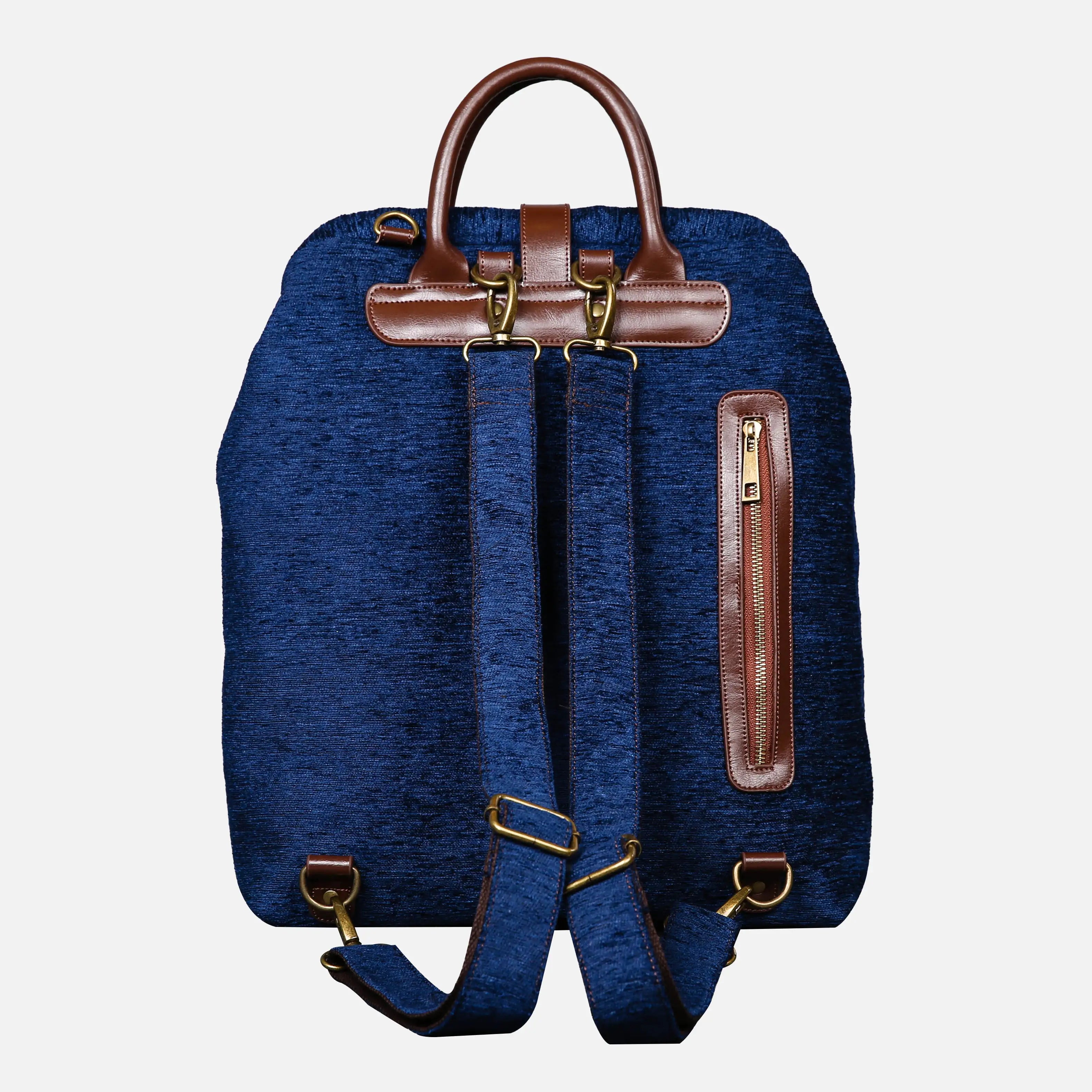 Solid Blue Carpet Laptop Backpack Carpetbag of America back