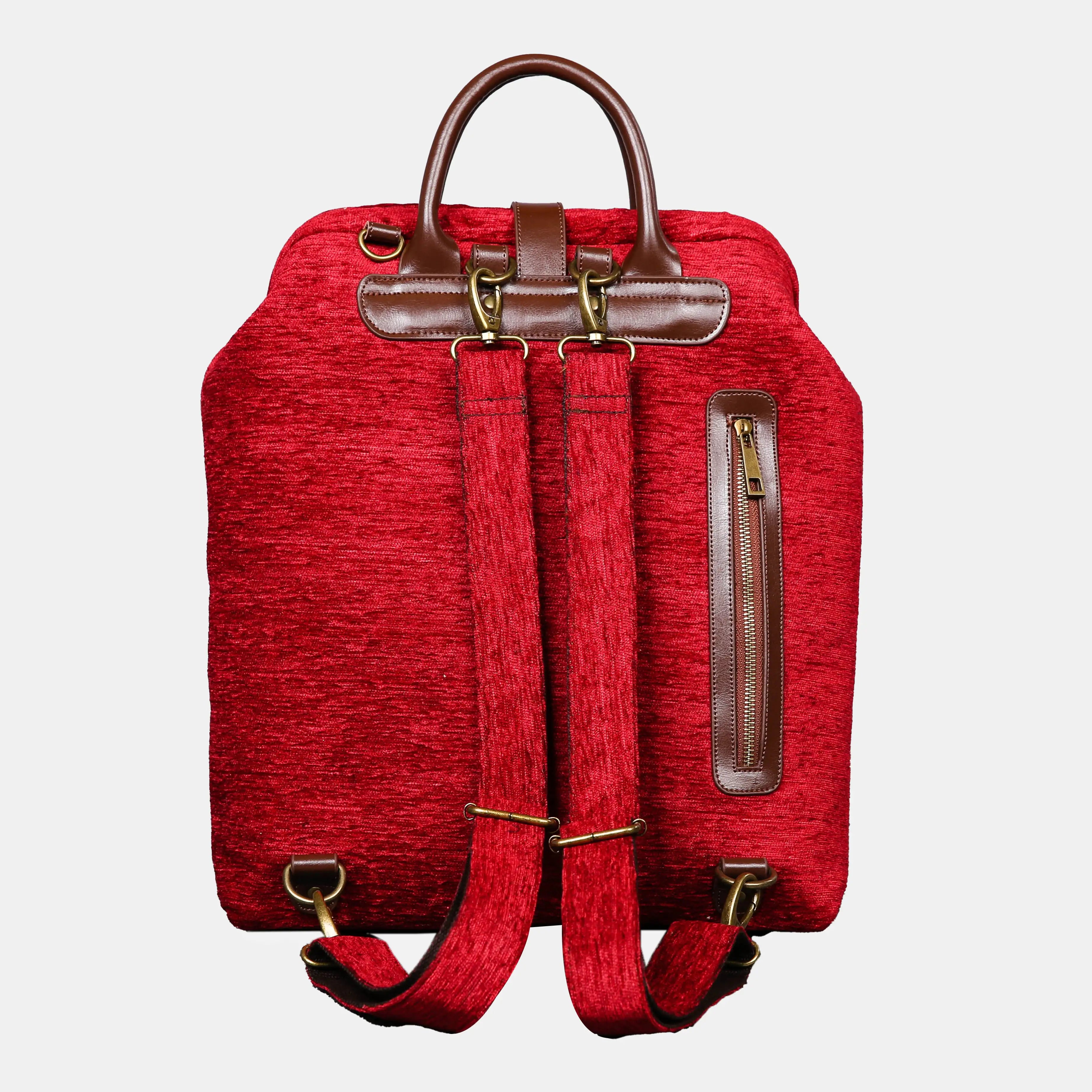 Solid Wine Carpet Laptop Backpack Carpetbag of America back
