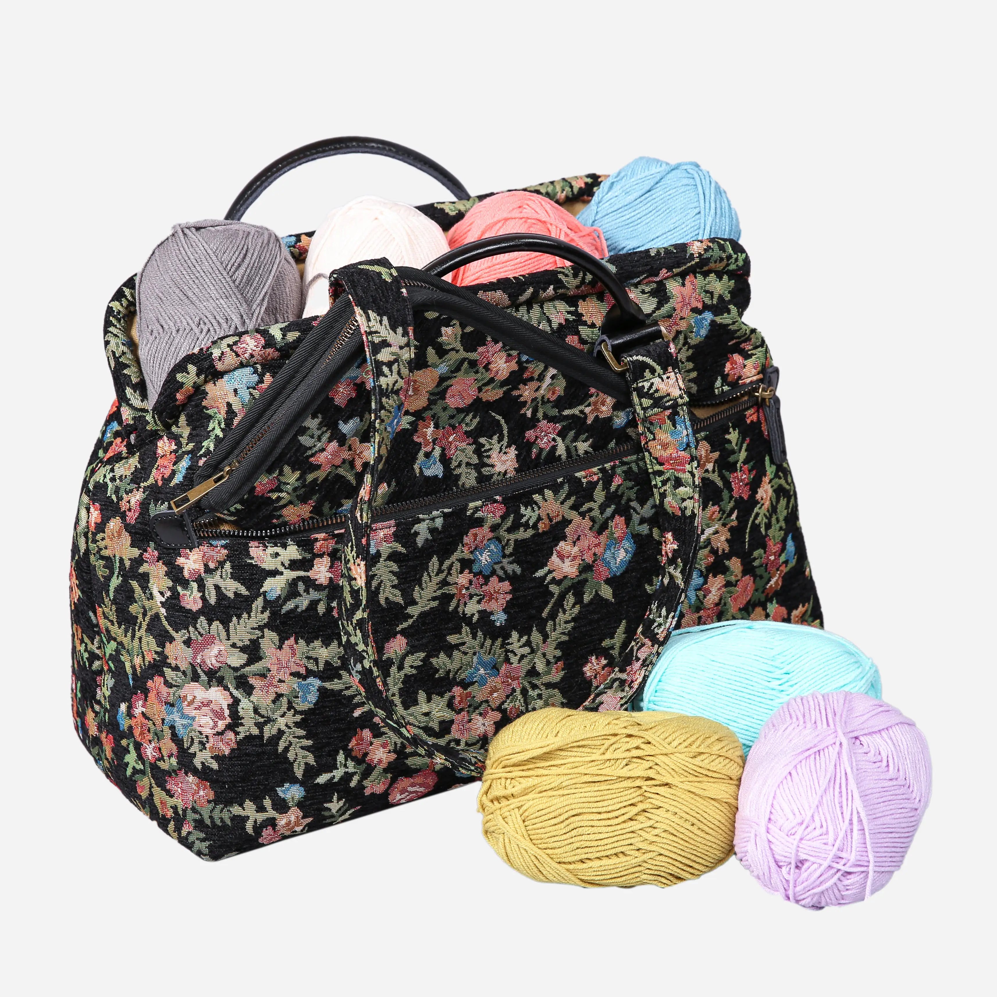 Spring Valley Black Knitting Project Bag  of America-with needle case