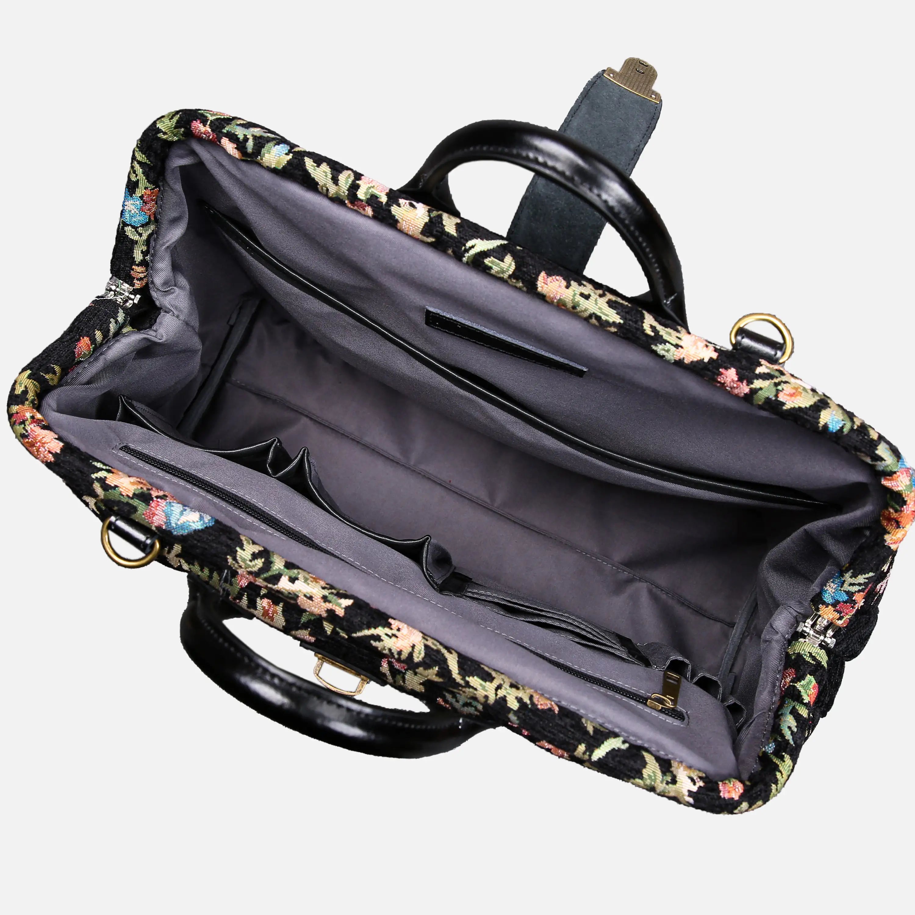Spring Valley Black Laptop Work Bag carpet bag of America inside