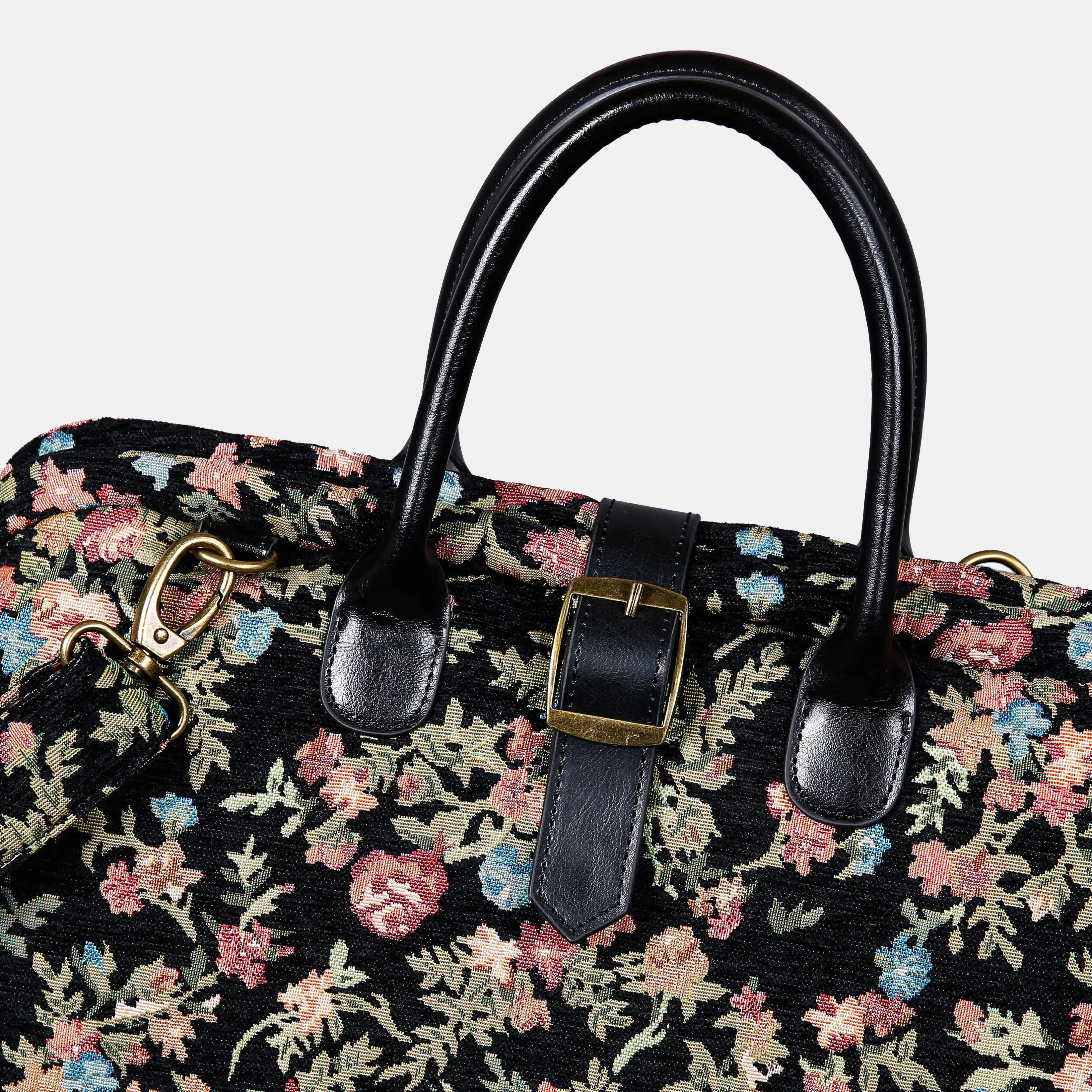 Spring Valley Black Mary Poppins Weekender Carpetbag of America buckle