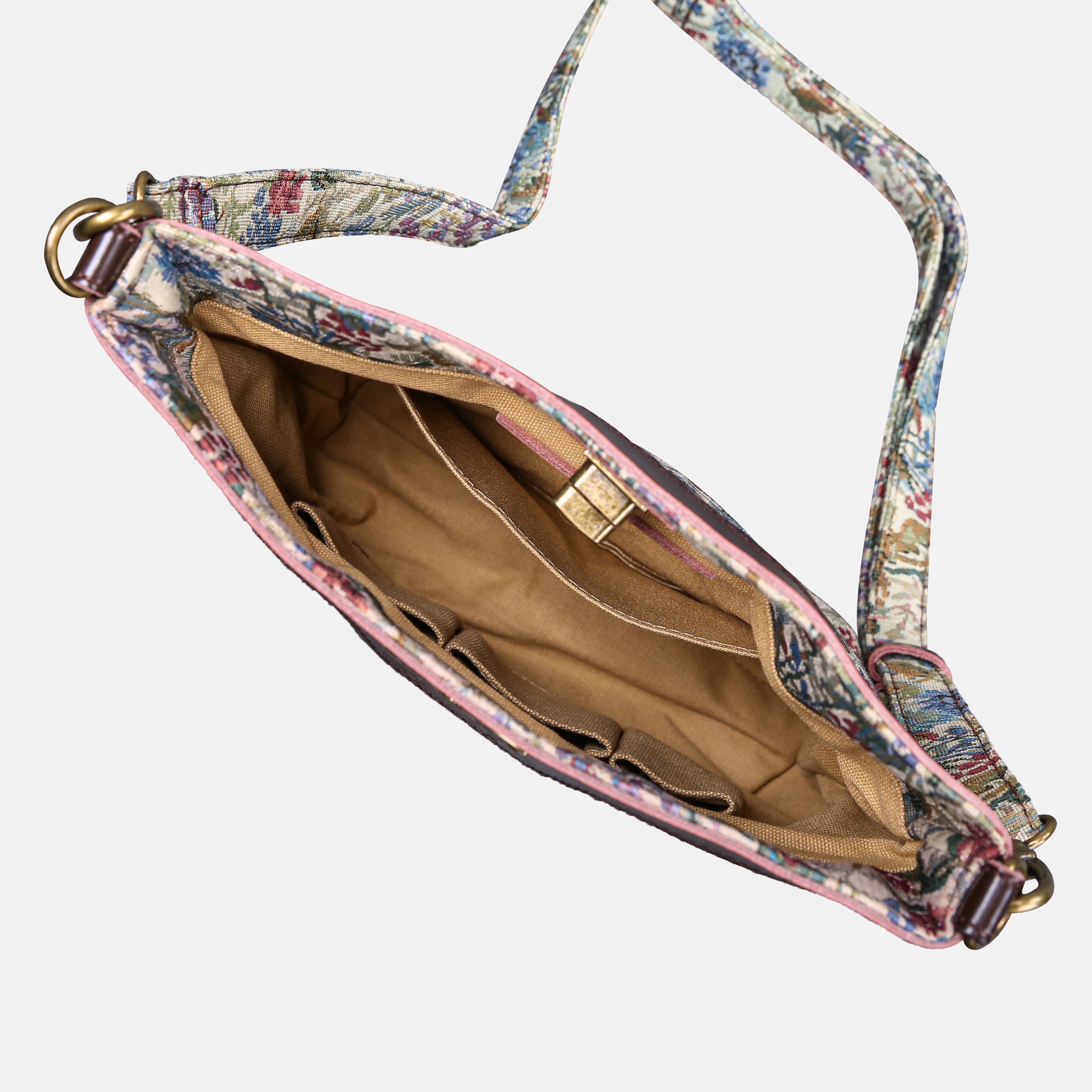 Spring Valley Mint Carpet Crossbody Bag carpet bag MCW Handmade of America inside
