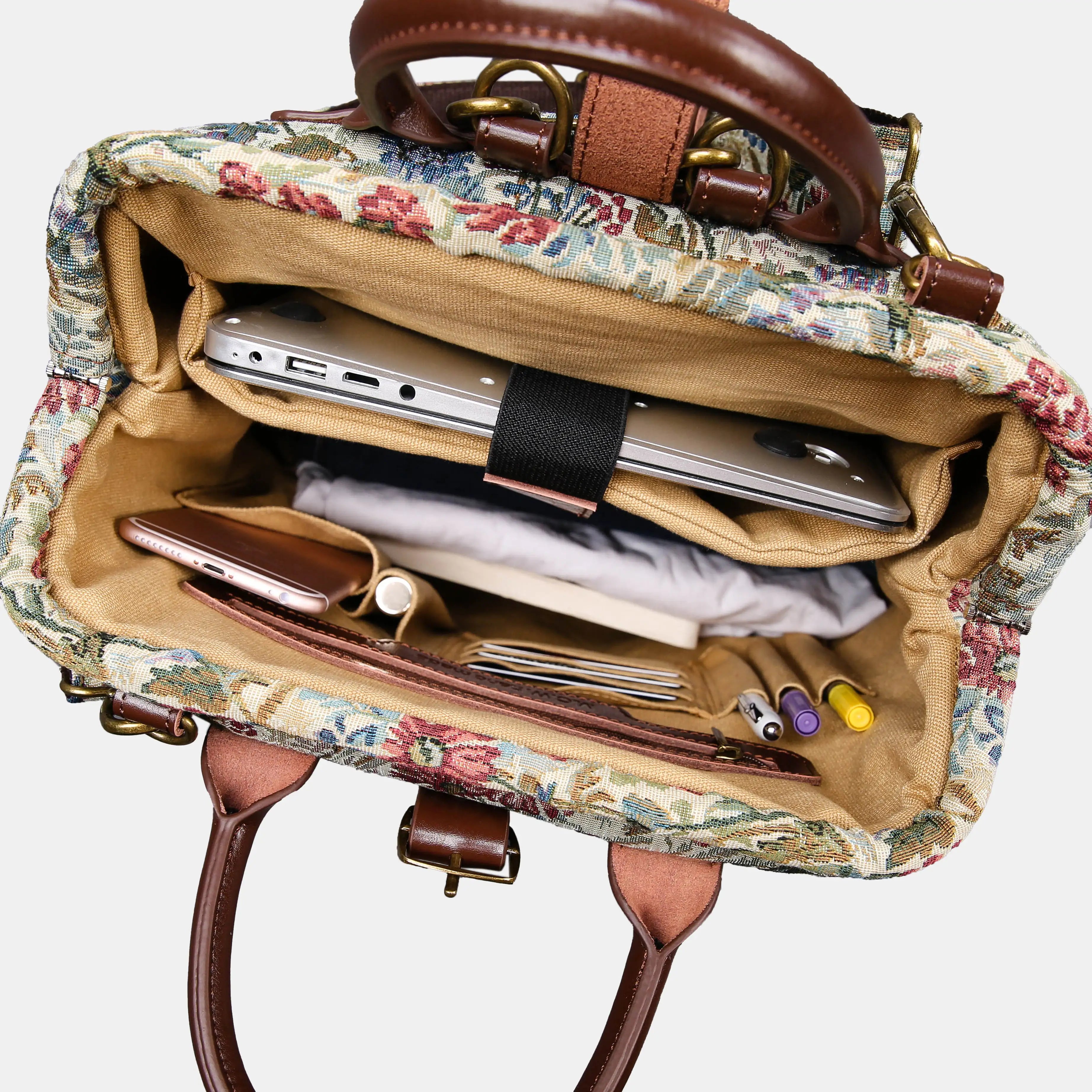 Spring Valley Mint Carpet Laptop Backpack Carpetbag of America in use