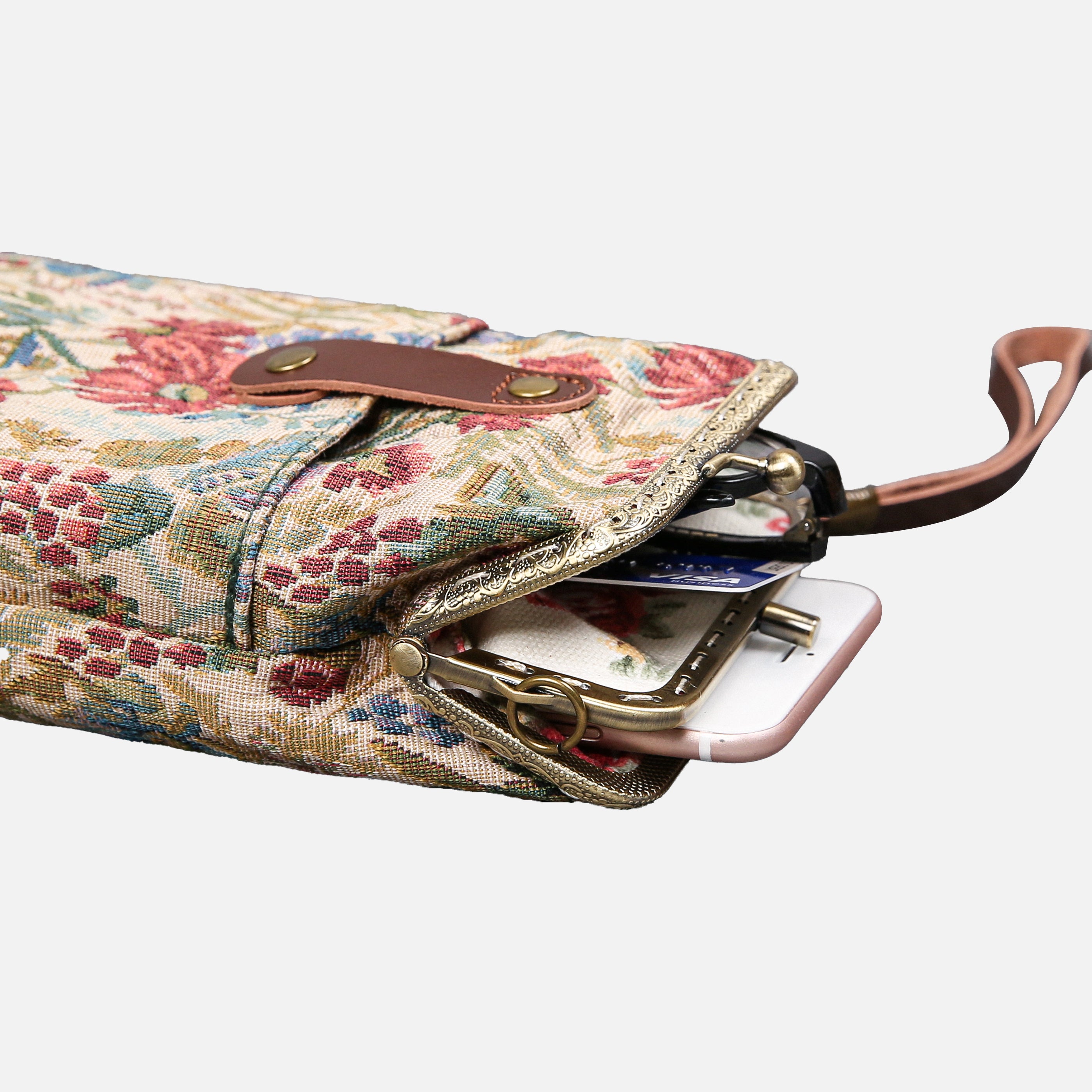 Spring Valley Mint Carpet Phone Case Carpetbag of America open to the side