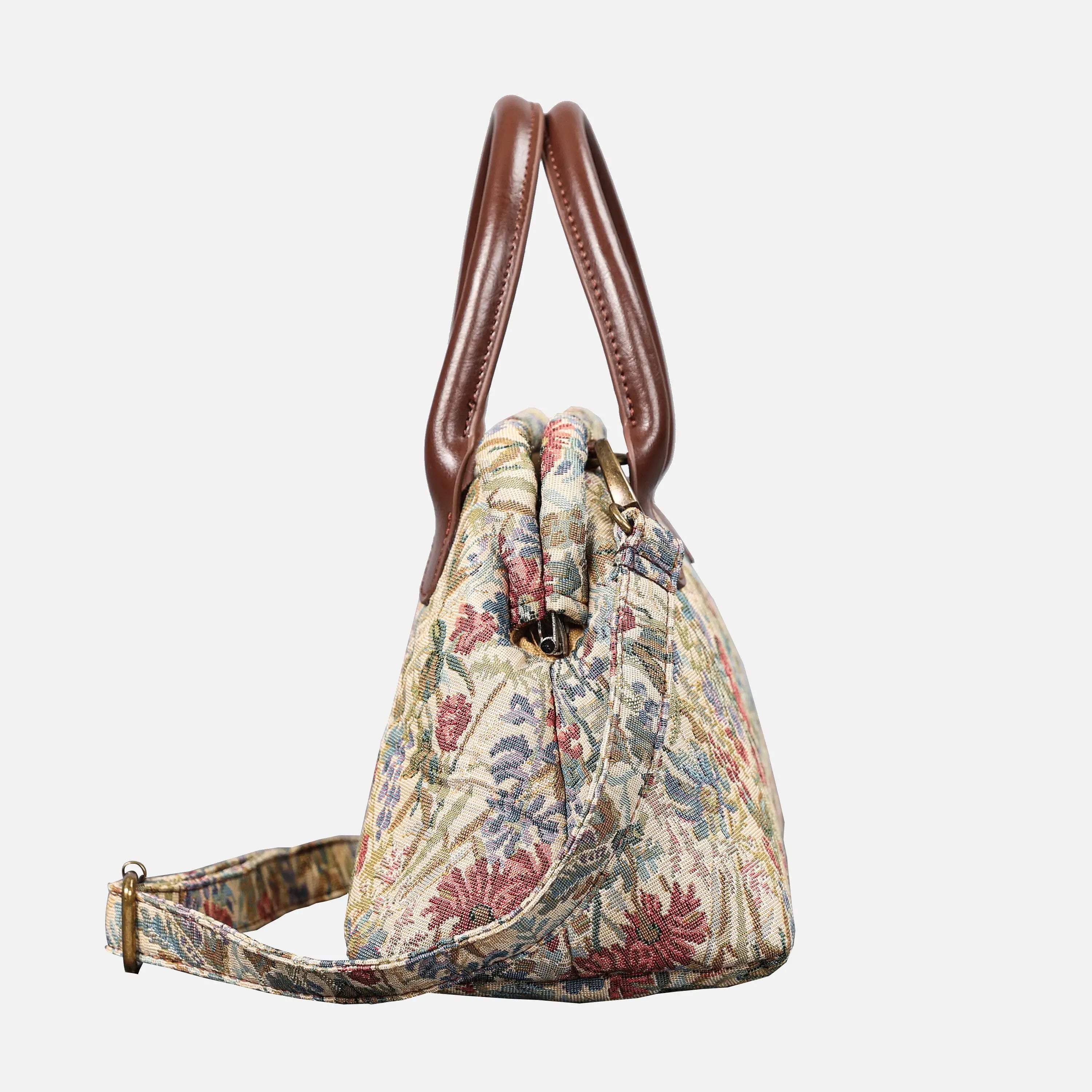 Spring Valley Mint Carpet Satchel carpet bag MCW Handmade of America side