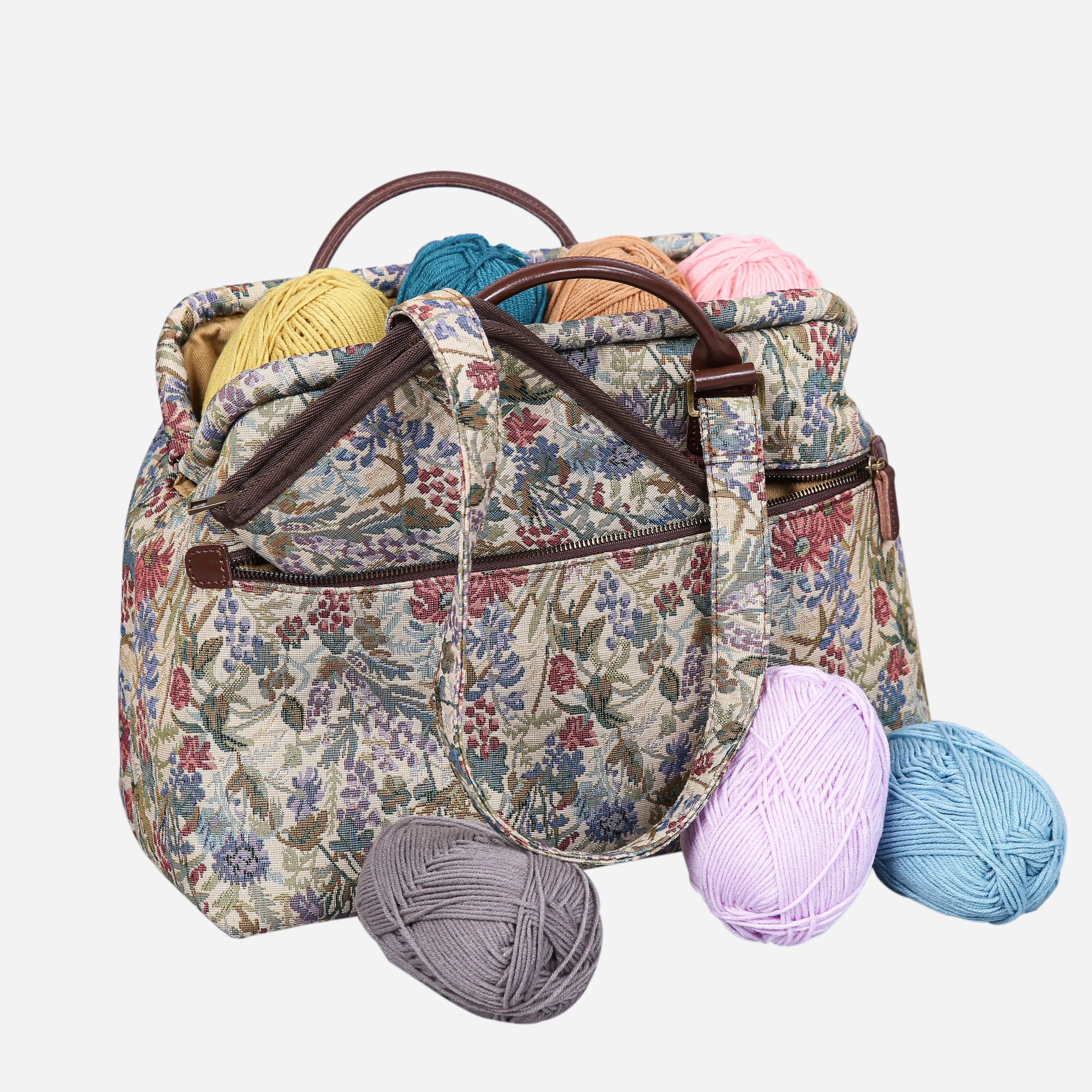 Spring Valley Mint Knitting Project Bag  of America-with yarn ball