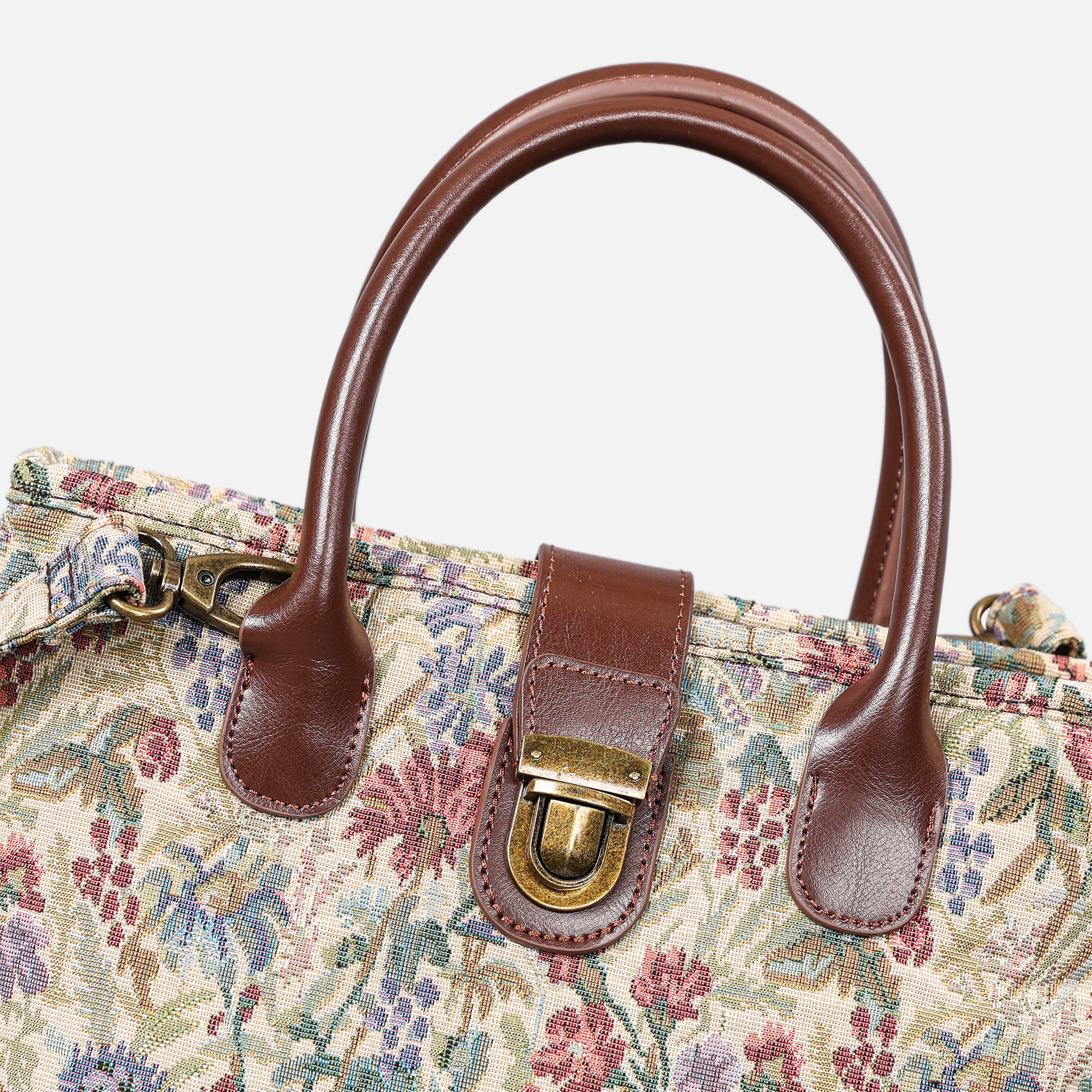 Spring Valley Mint Tuck Lock Carpet Satchel carpet bag MCW Handmade of America details