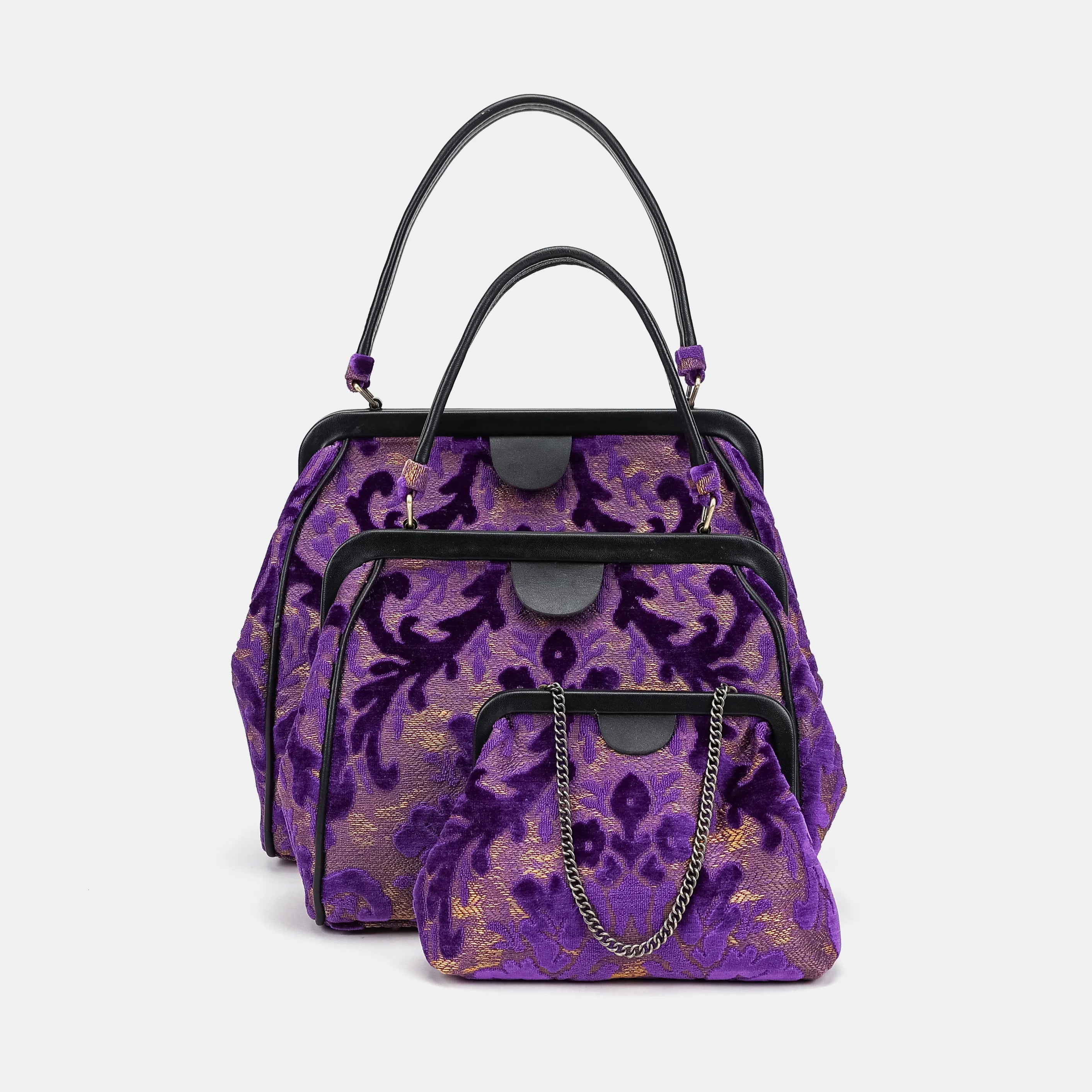 Burnout Velvet Purple Alma Satchel Carpetbag of America collection