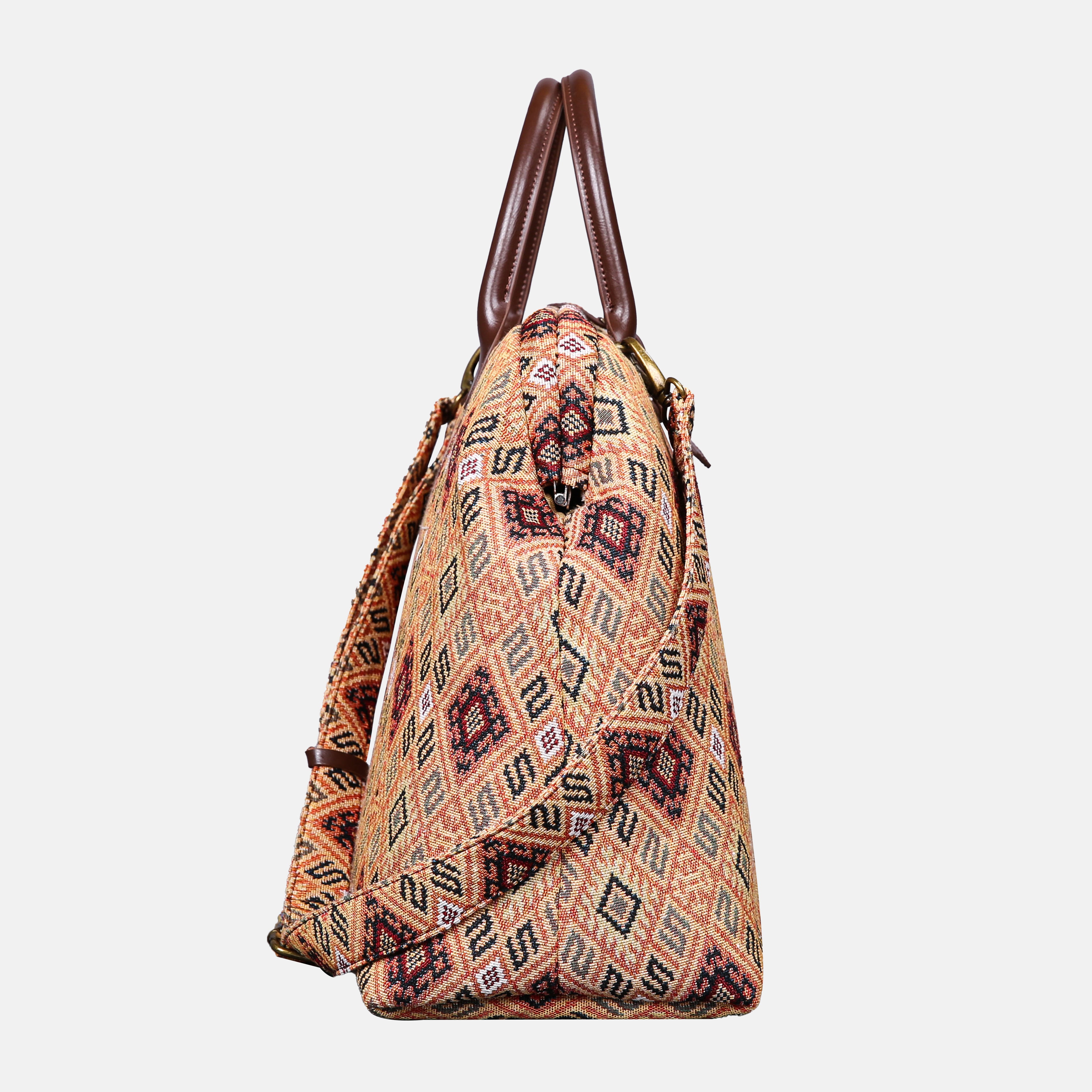 Batik Cocoa Mary Poppins Weekender carpet bag MCW Handmade-3