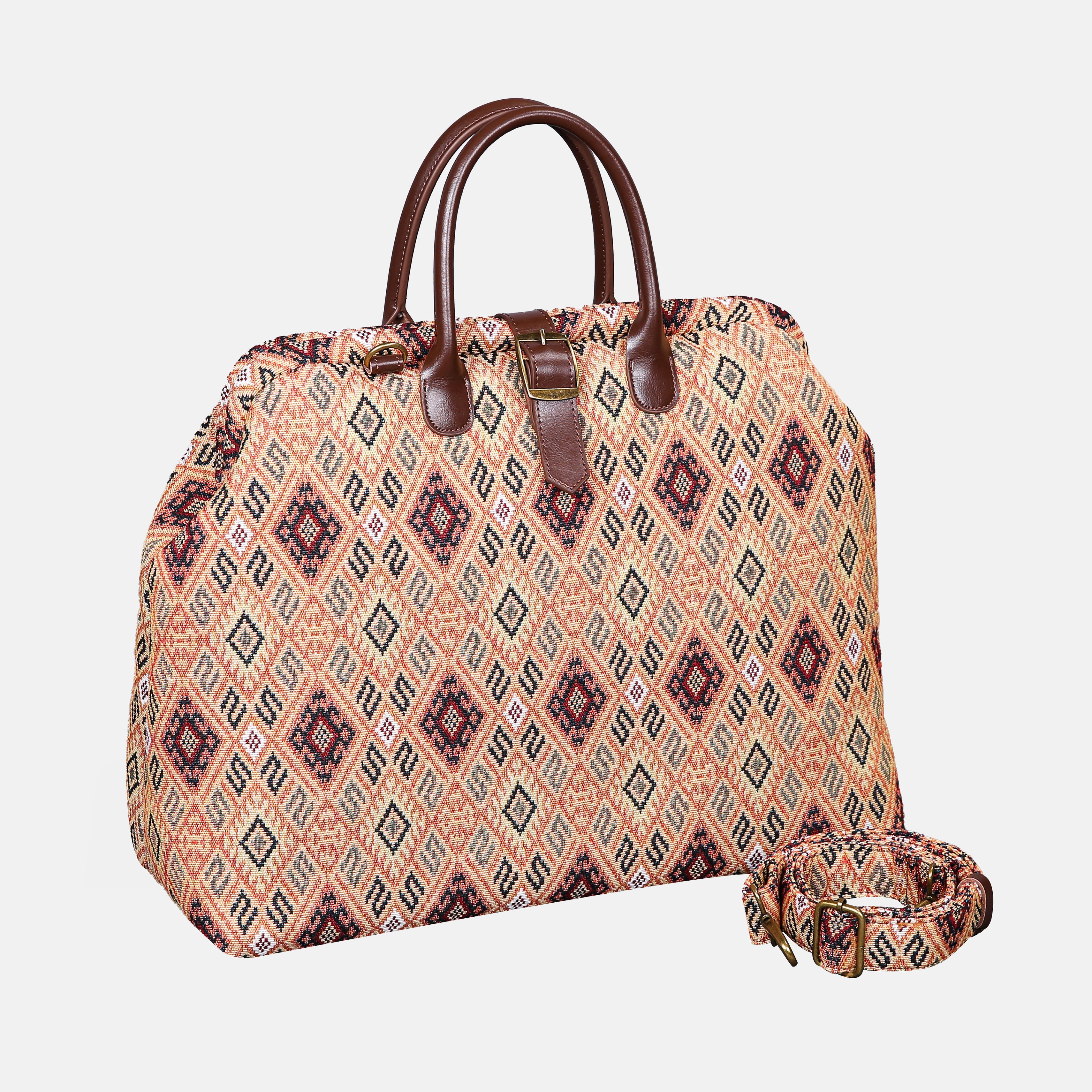 Batik Cocoa Mary Poppins Weekender carpet bag MCW Handmade-1