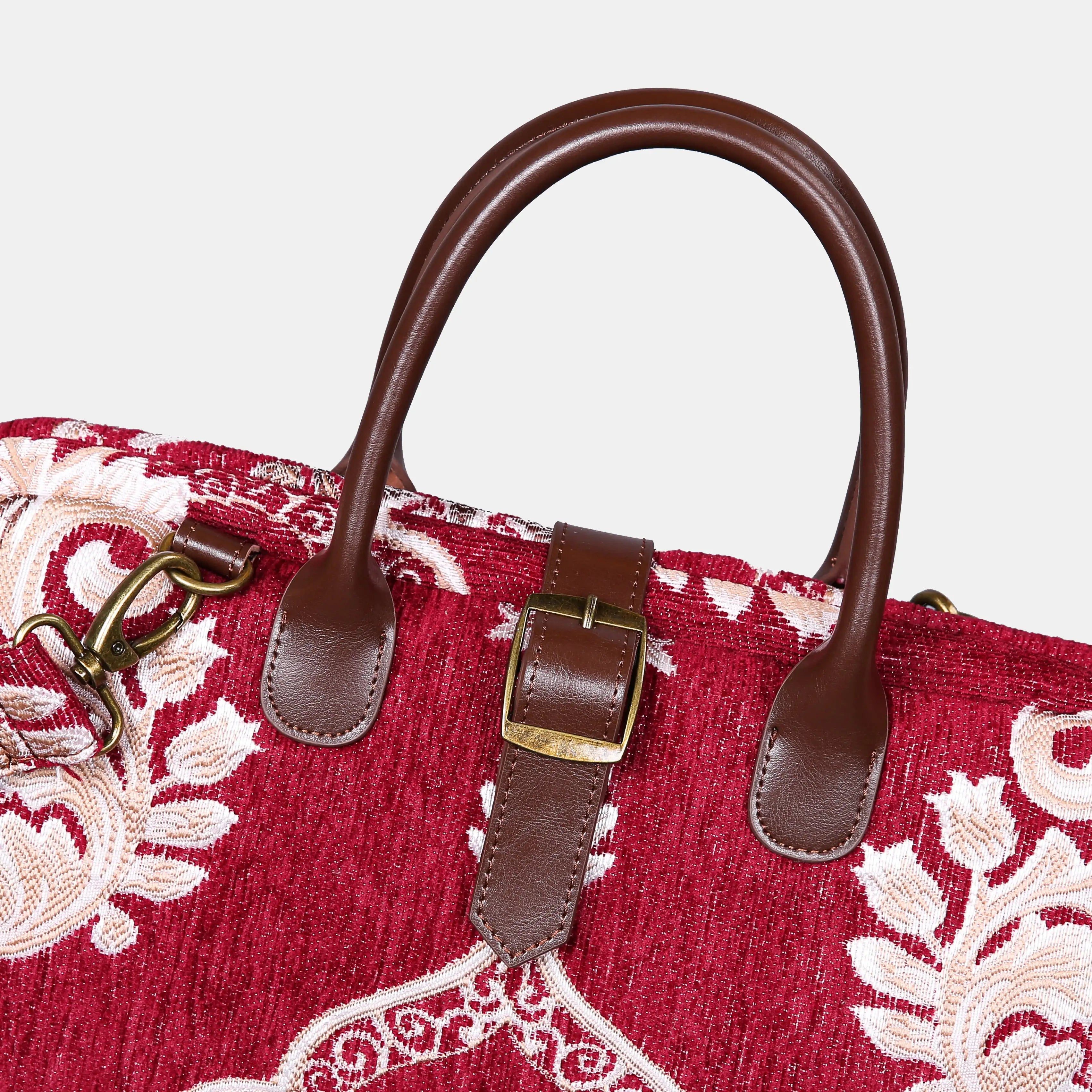 Inferriata Red Mary Poppins Weekender carpet bag MCW Handmade buckle