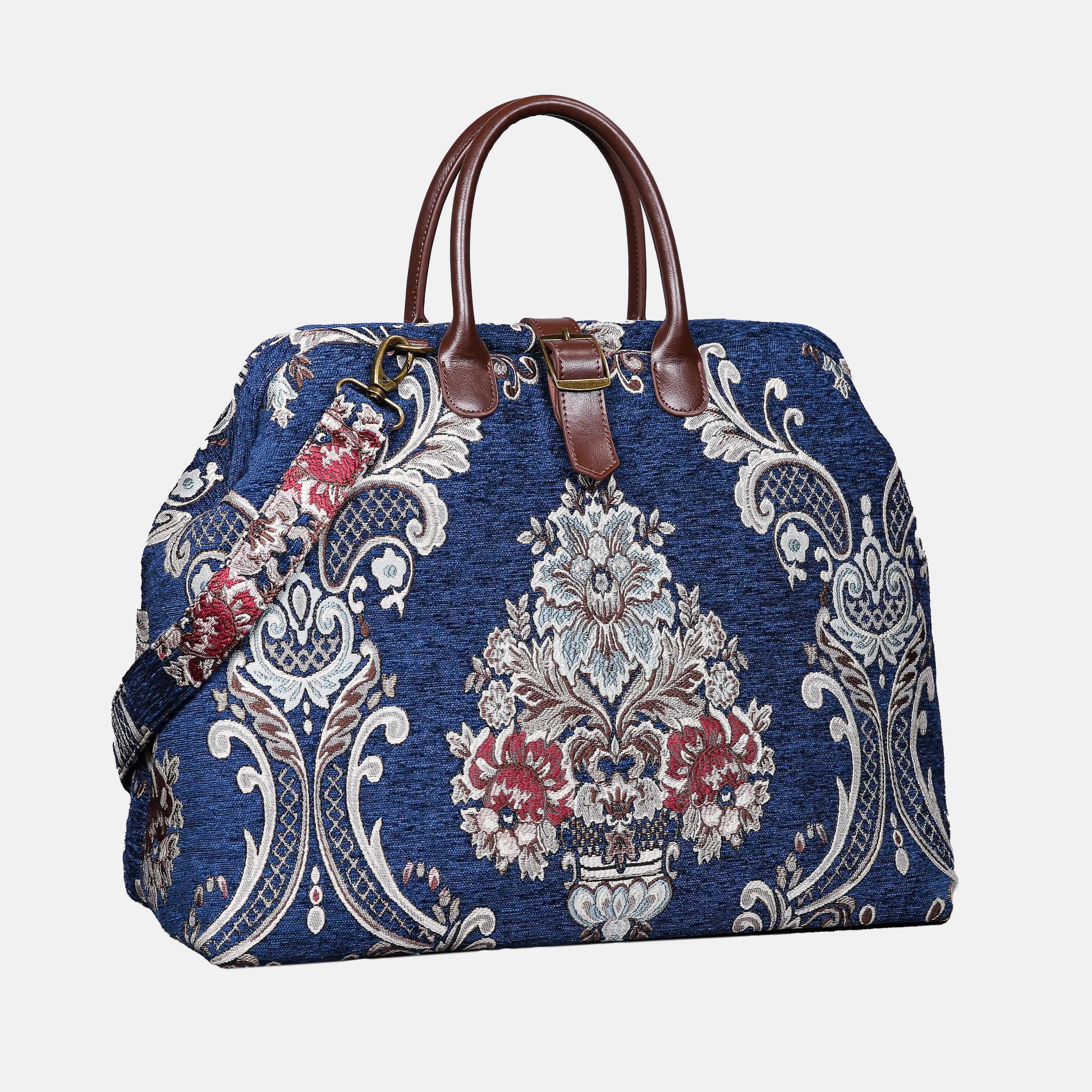 Griccia Blue Mary Poppins Weekender carpet bag MCW Handmade front