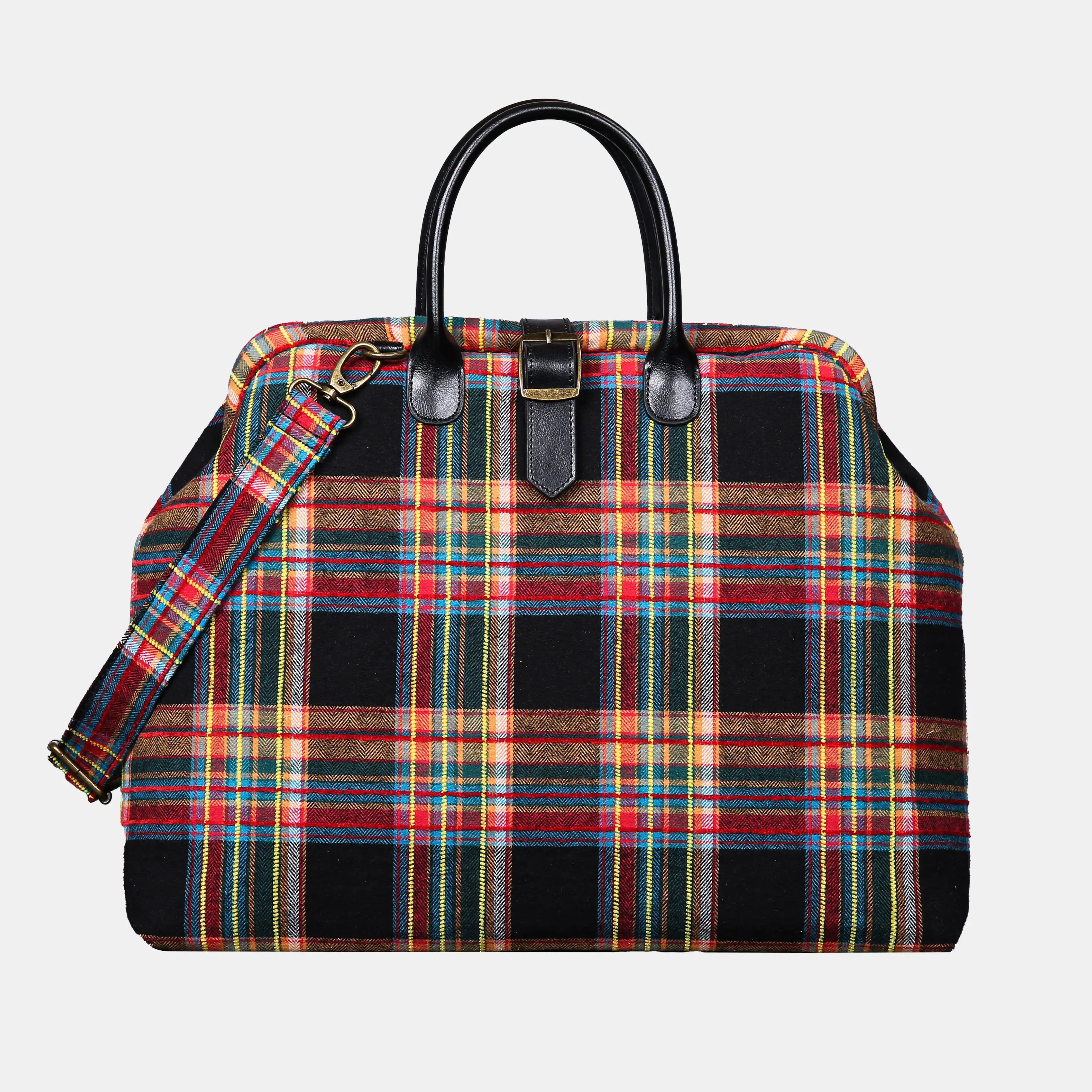 Tartan Stewart Black Mary Poppins Weekender Carpetbag of America main