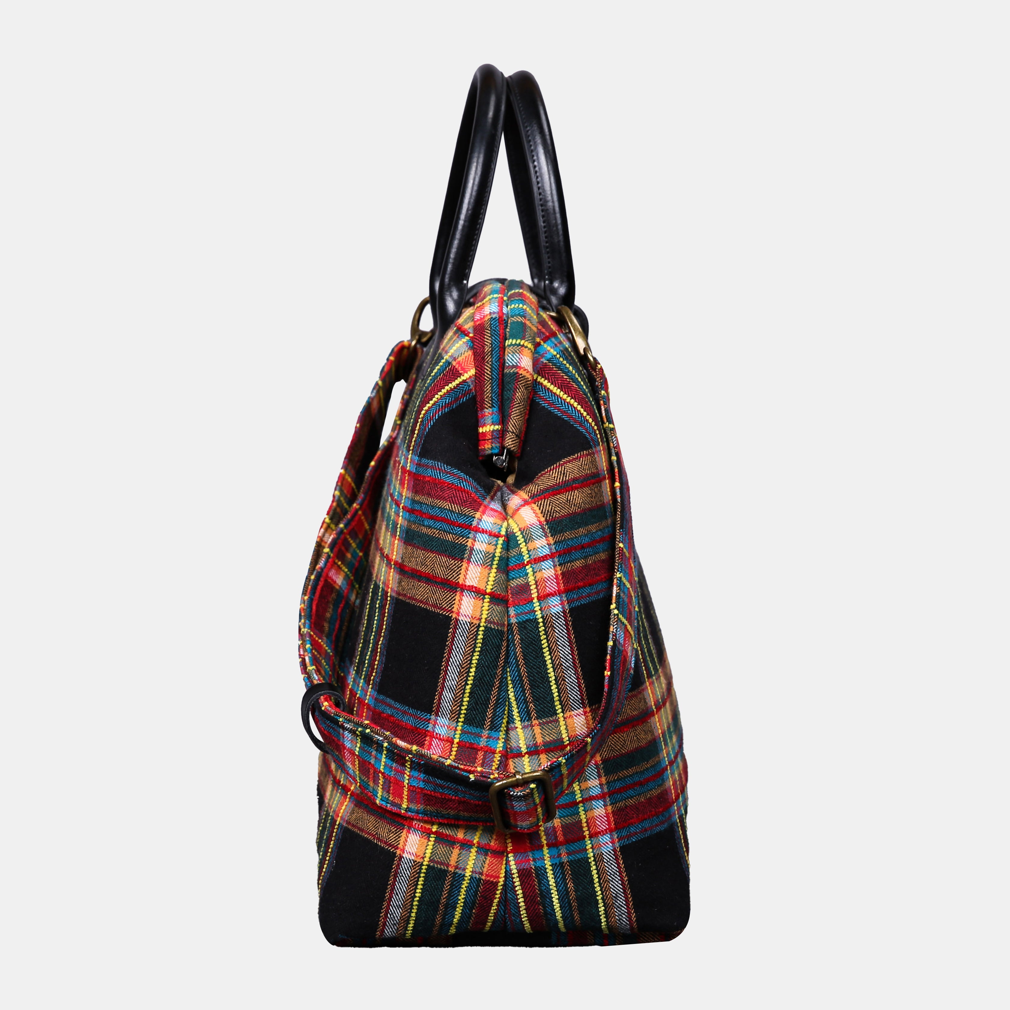 Tartan Stewart Black Mary Poppins Weekender carpet bag MCW Handmade-2